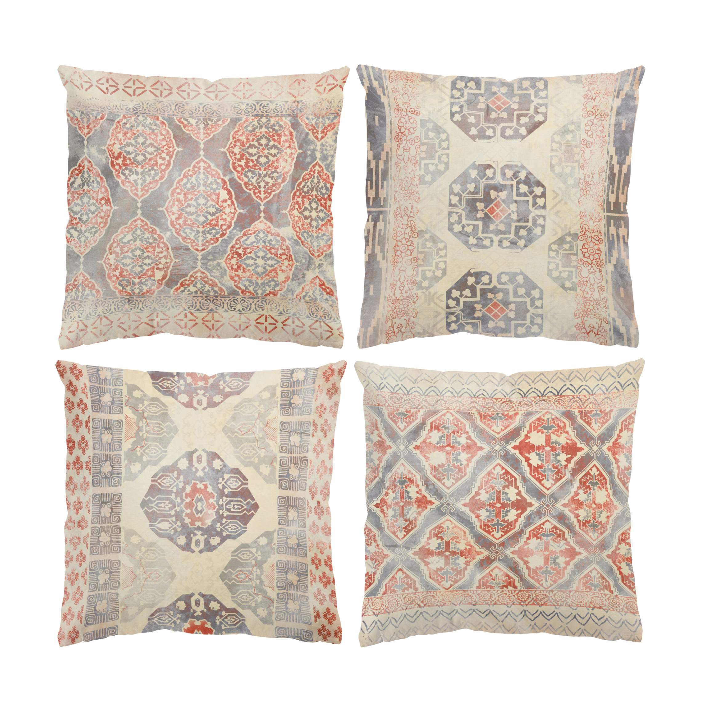 Dekokissen 4er Set Persisches Vintage Muster in Indigo Set III