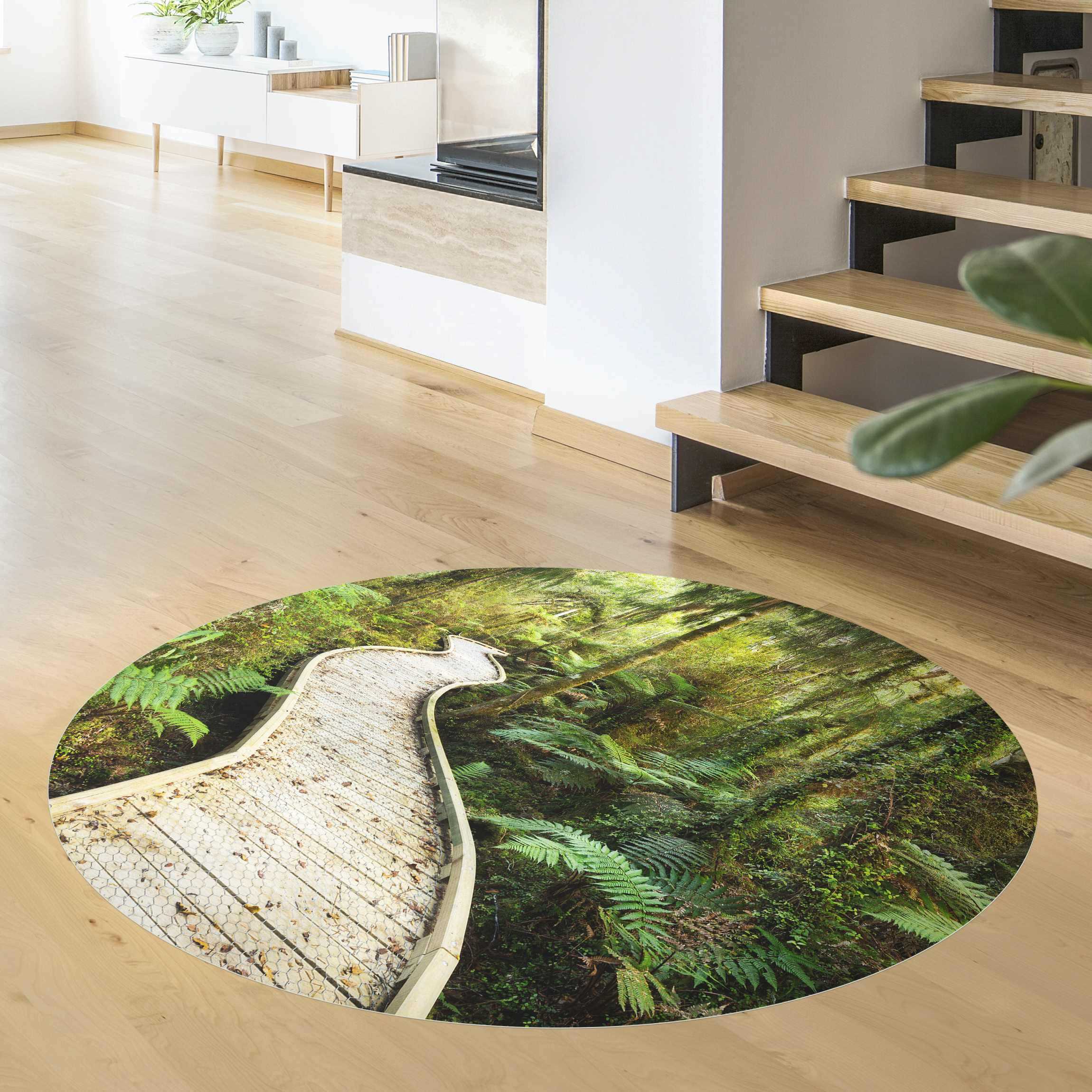 Runder Vinyl-Teppich Pfad im Urwald