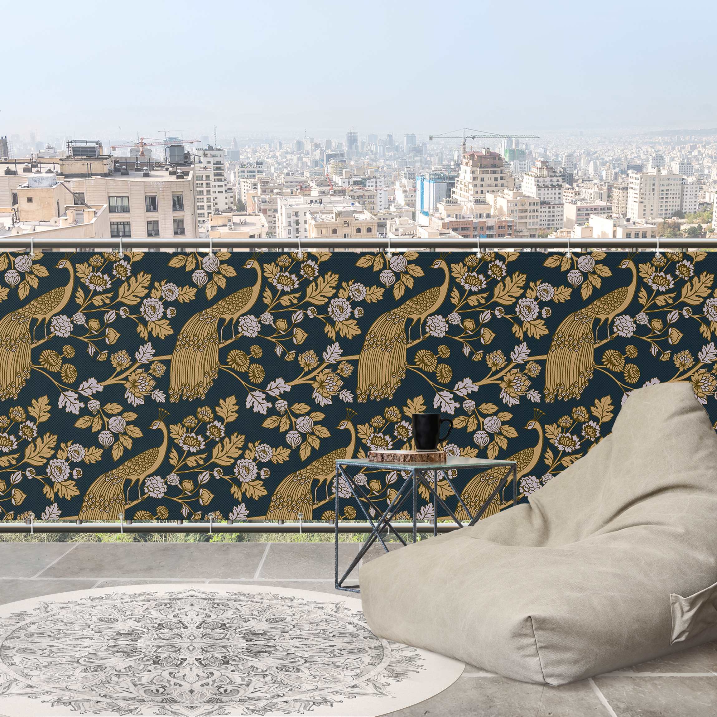 Balkon Sichtschutz Pfauengarten Mitternachtsgold