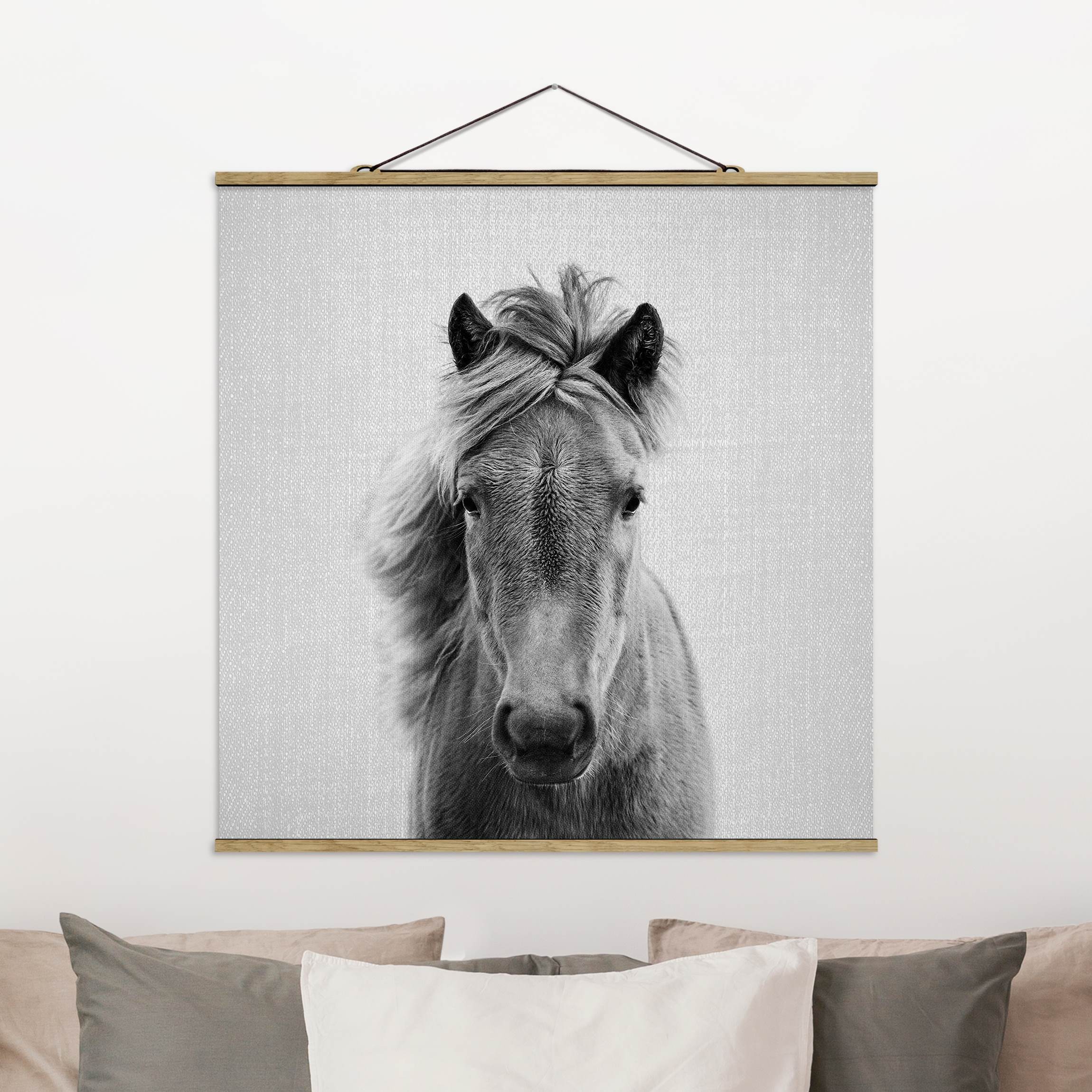 Stoffbild Pferd Pauline Schwarz Weiß