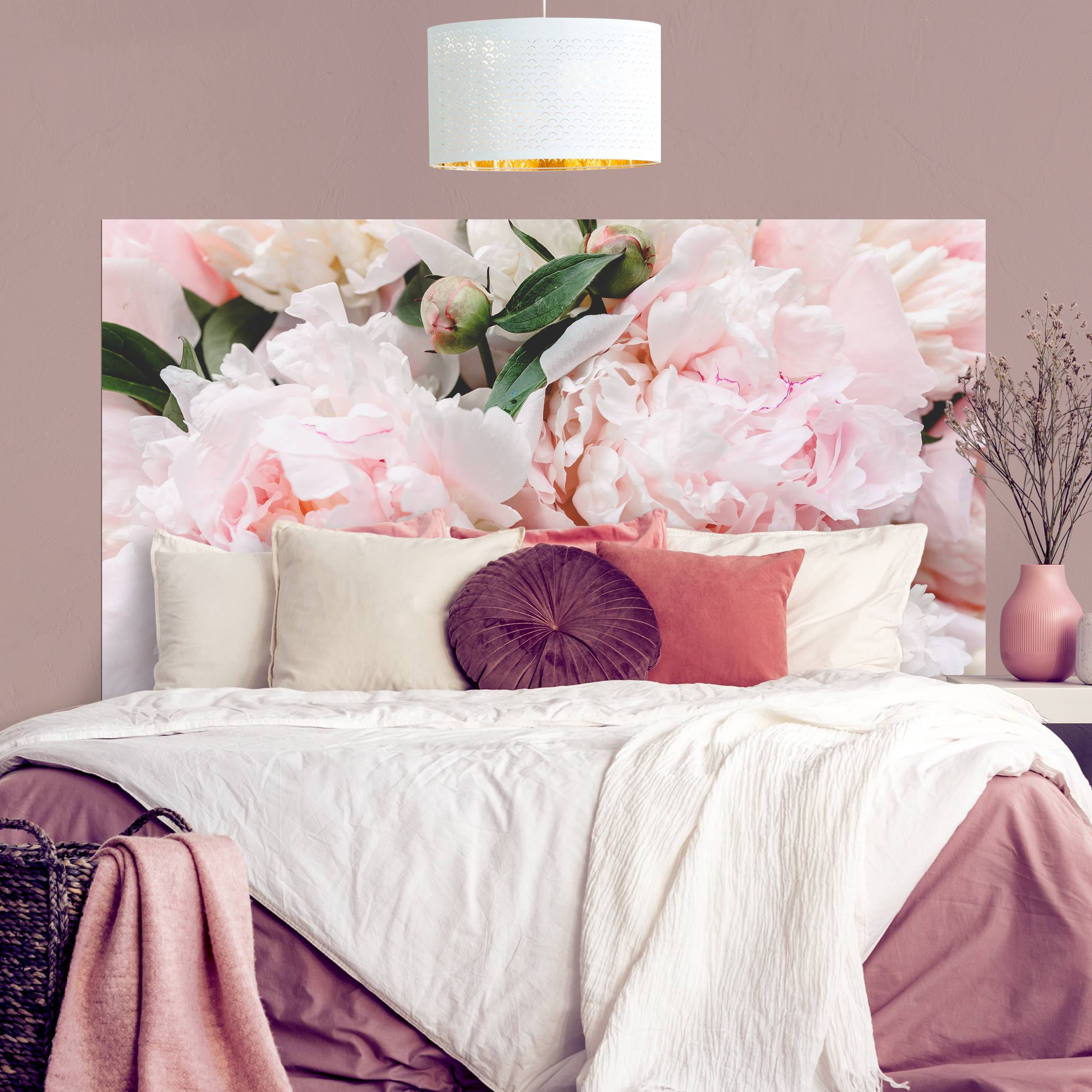 Kopfteil Bett Pfingstrosen Hellrosa