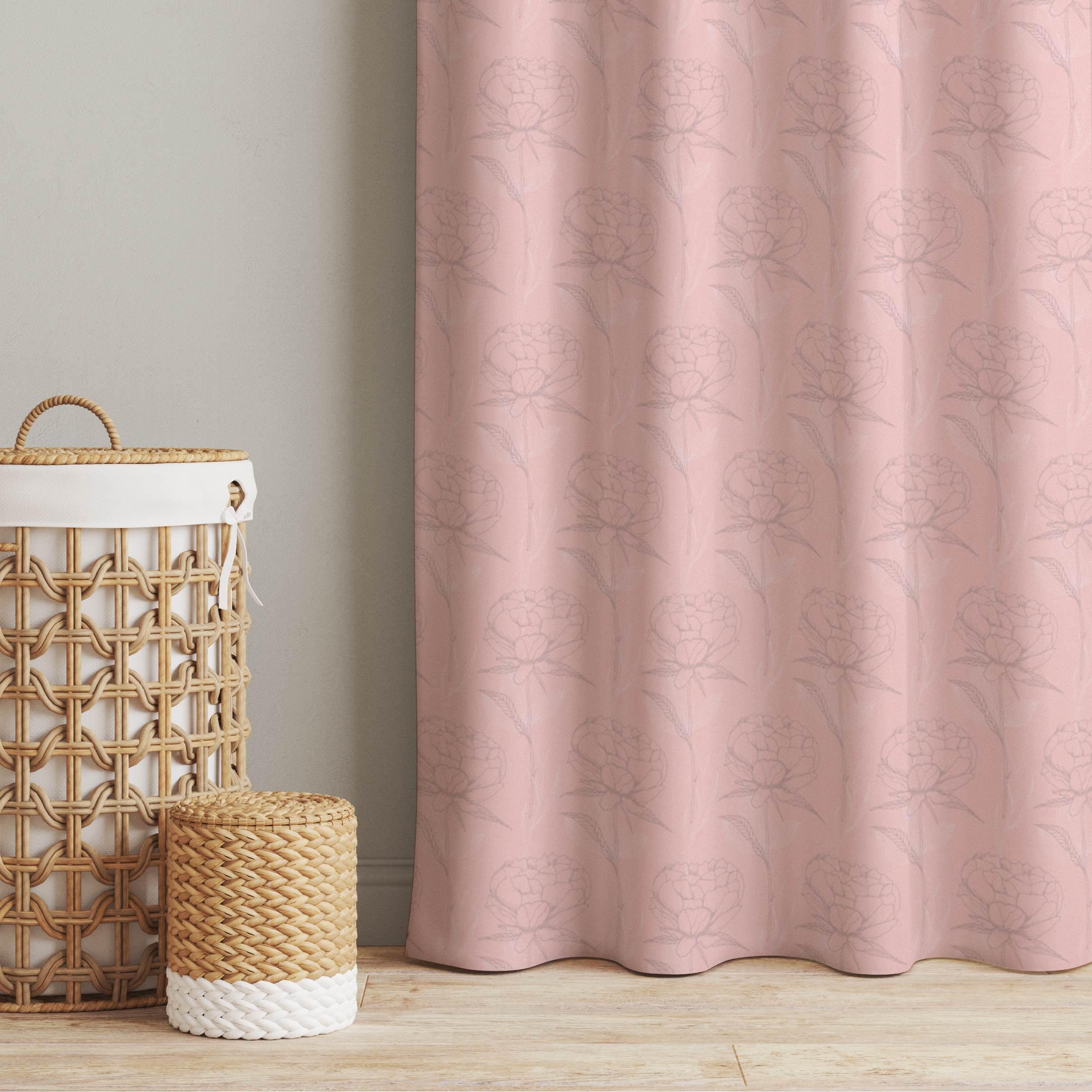 Vorhang Pfingstrosen Muster - Blasses Pink