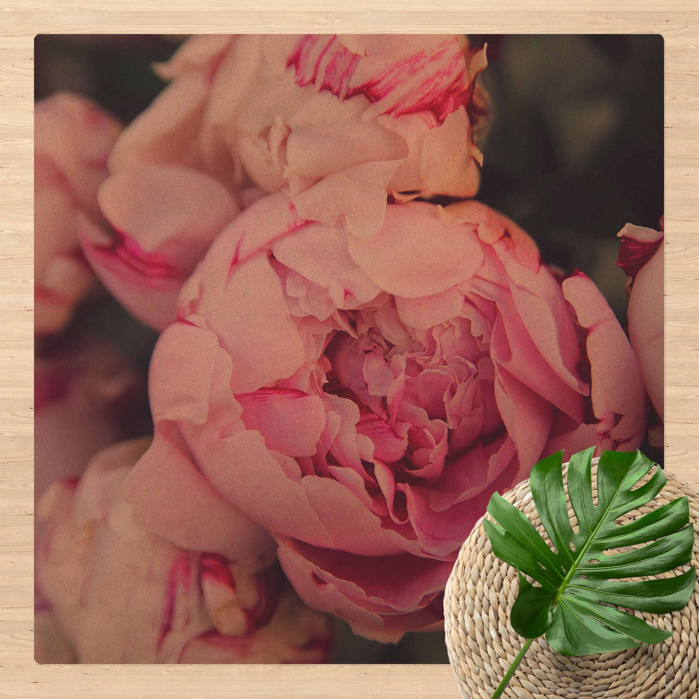 Kork-Teppich Pfingstrosenblüte Shabby