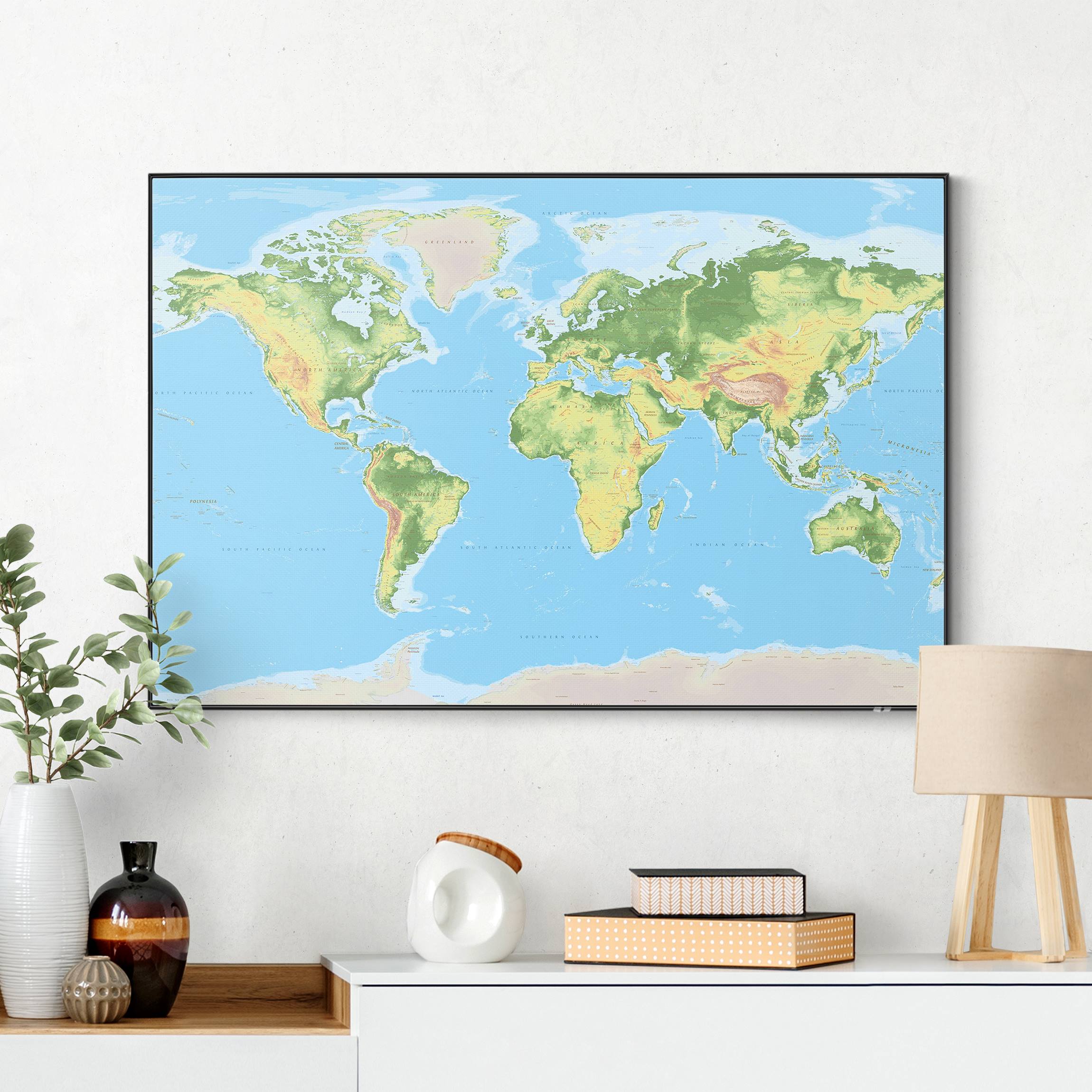 Wechselbild Physische Weltkarte