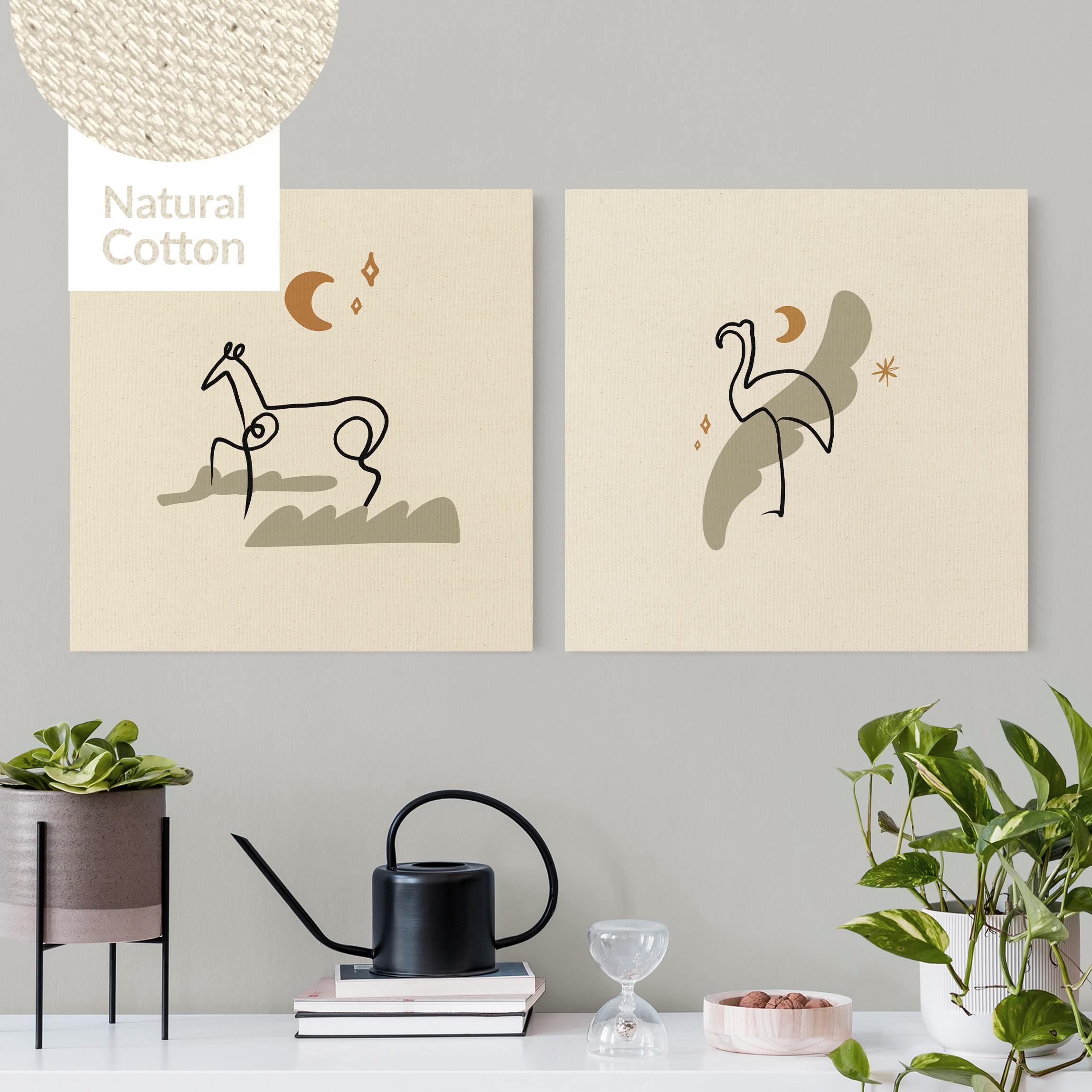 Leinwandbild 2-teilig Picasso Interpretation - Pferd und Flamingo