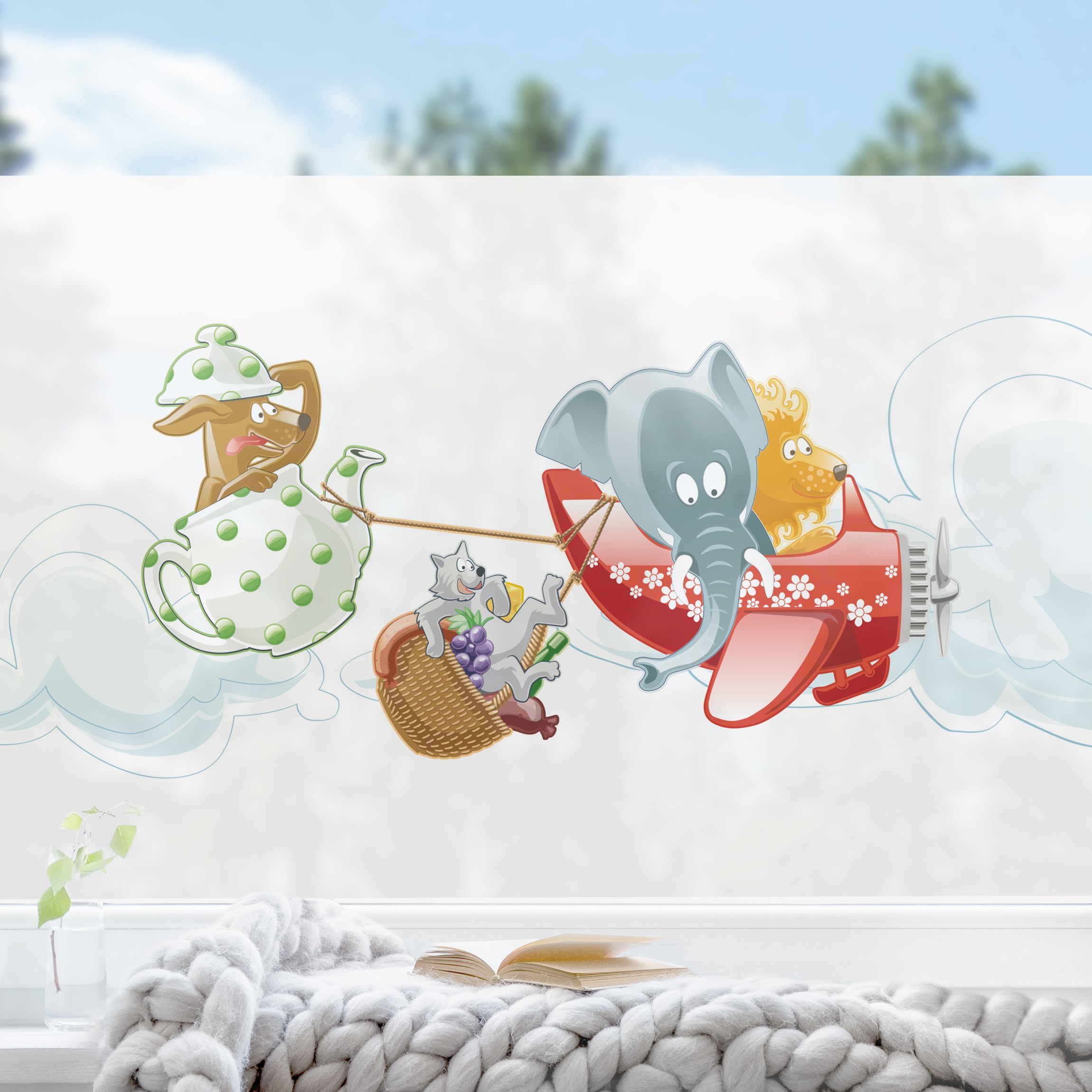 Fensterfolie Picknick der Tiere