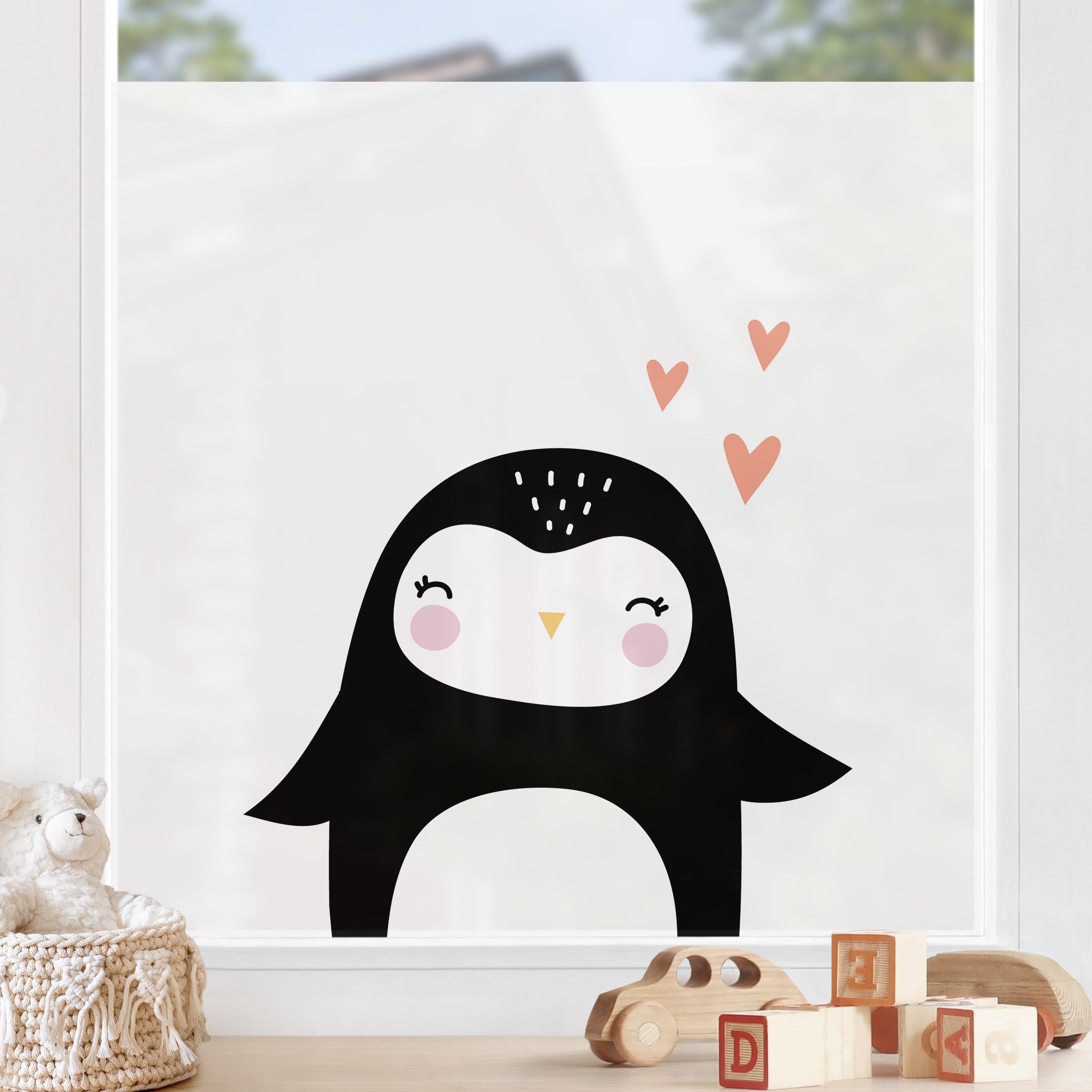 Fensterfolie Pinguin mit Herz