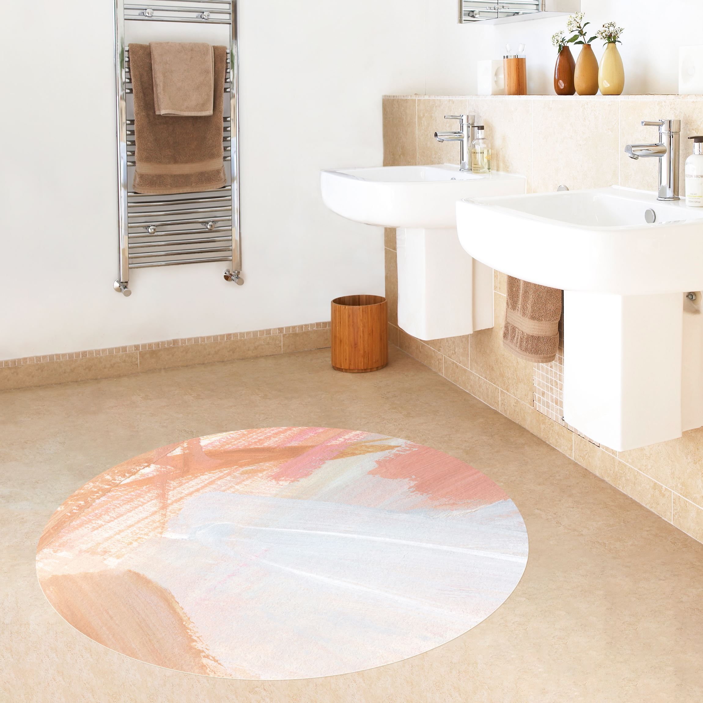 Runder Vinyl-Teppich Pink und Vanille I
