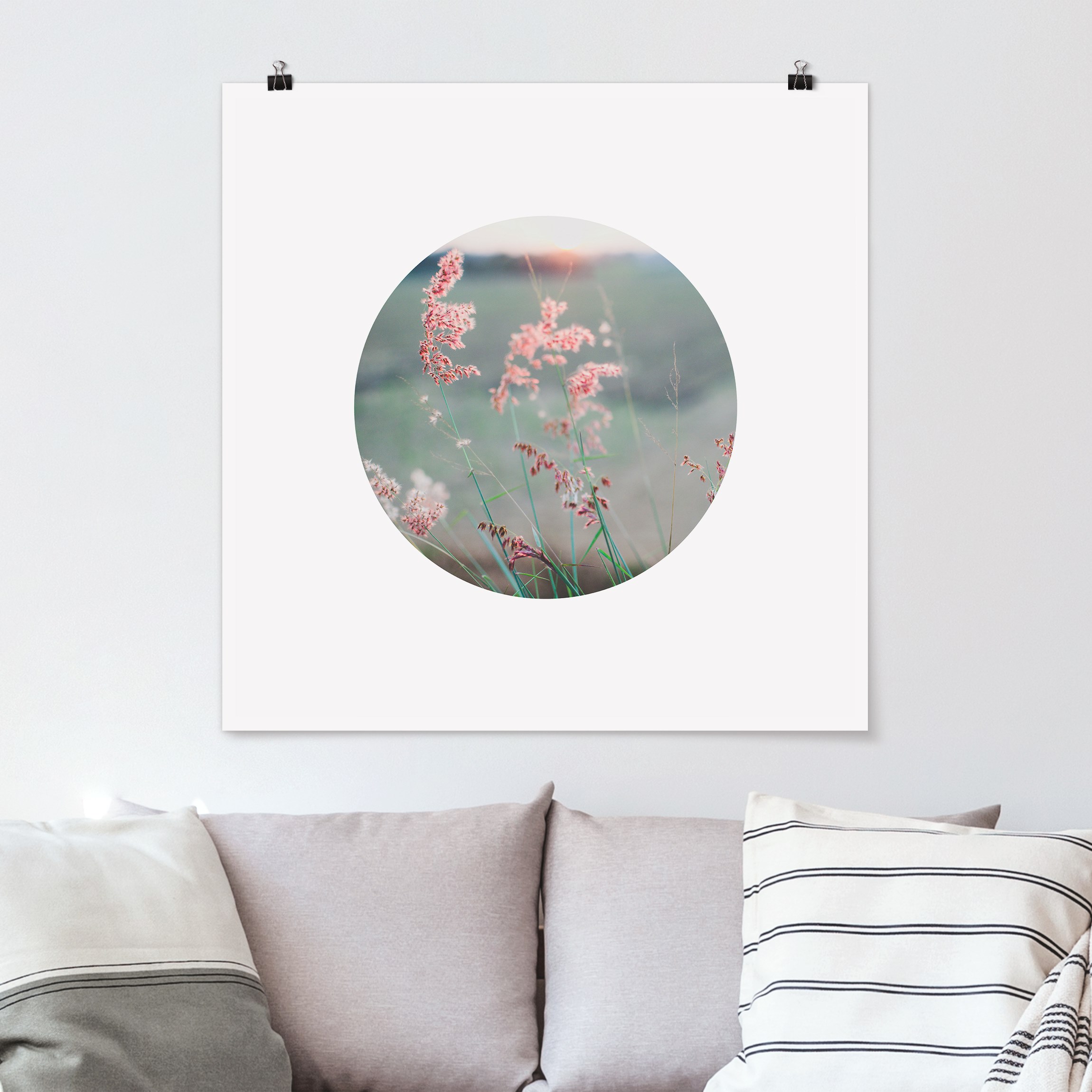Poster Pinke Blumen im Kreis