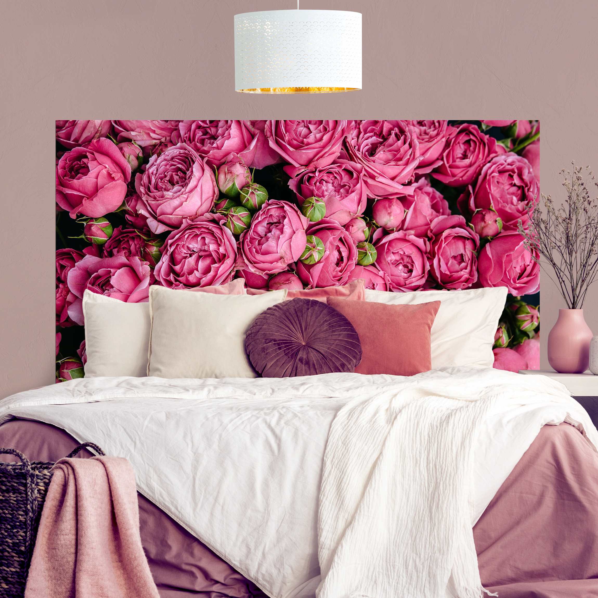 Kopfteil Bett Pinke Pfingstrosen