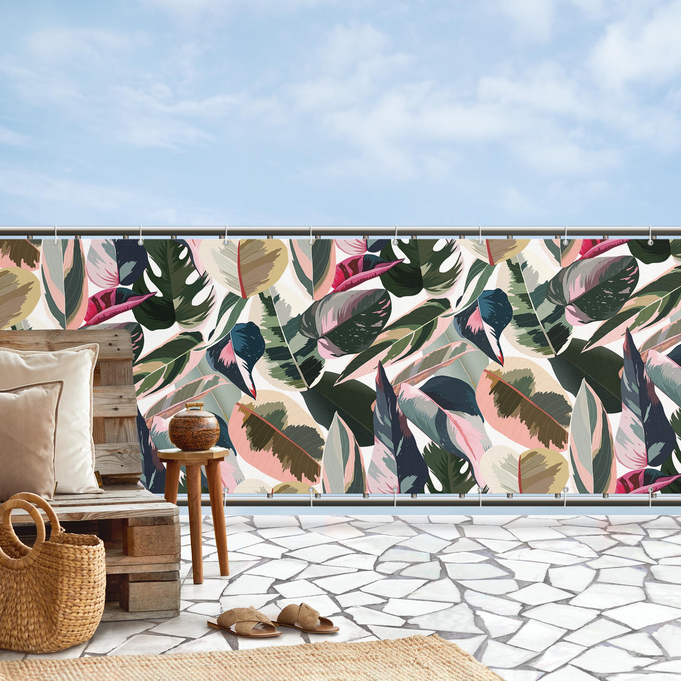 Balkon Sichtschutz Pinke Tropen Muster