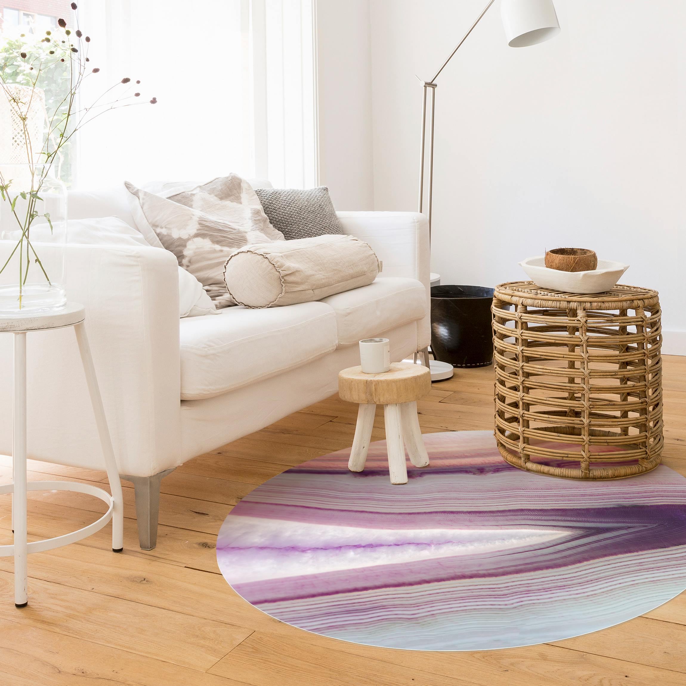 Runder Vinyl-Teppich Pinker Kristall Planet