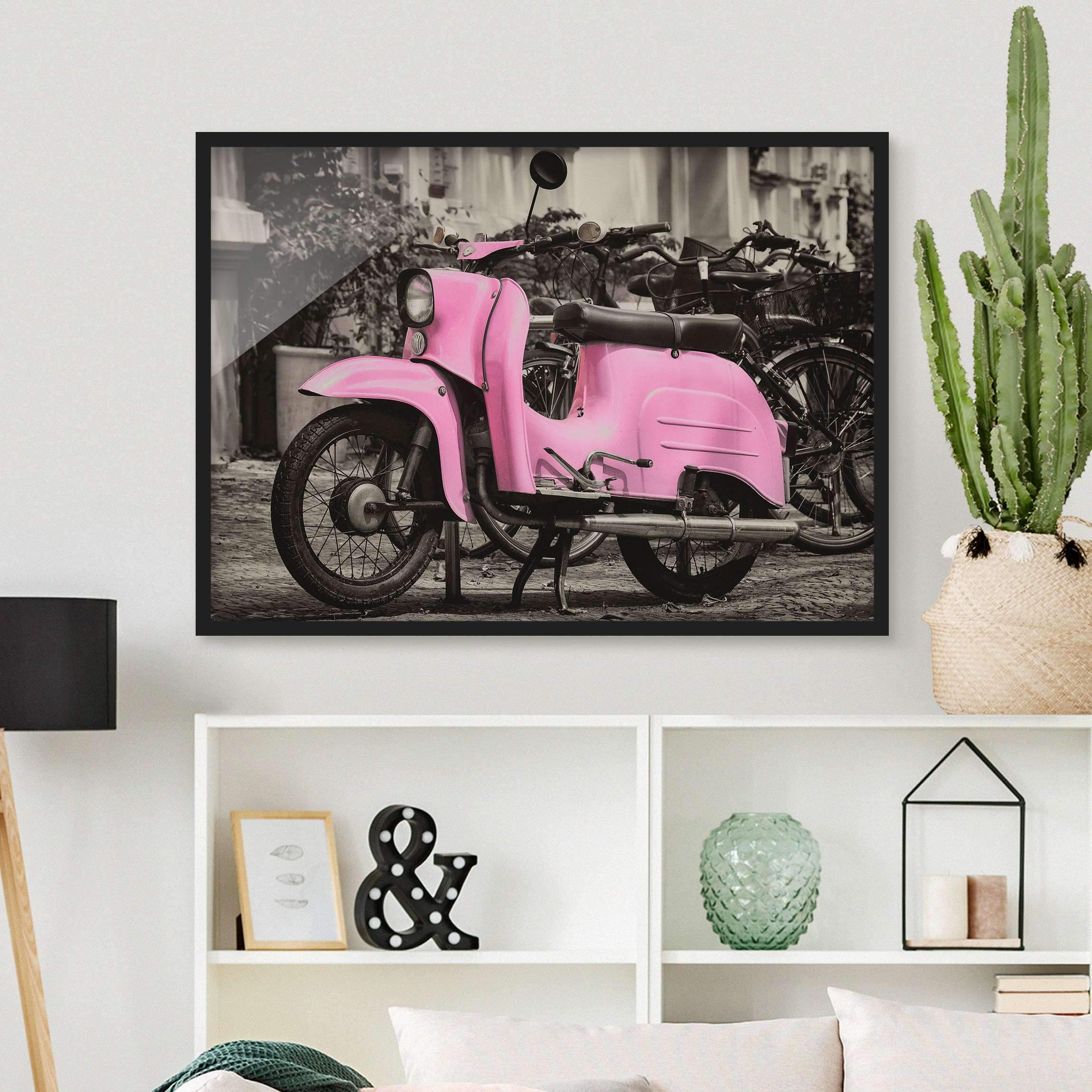 Bild mit Rahmen Pinker Roller