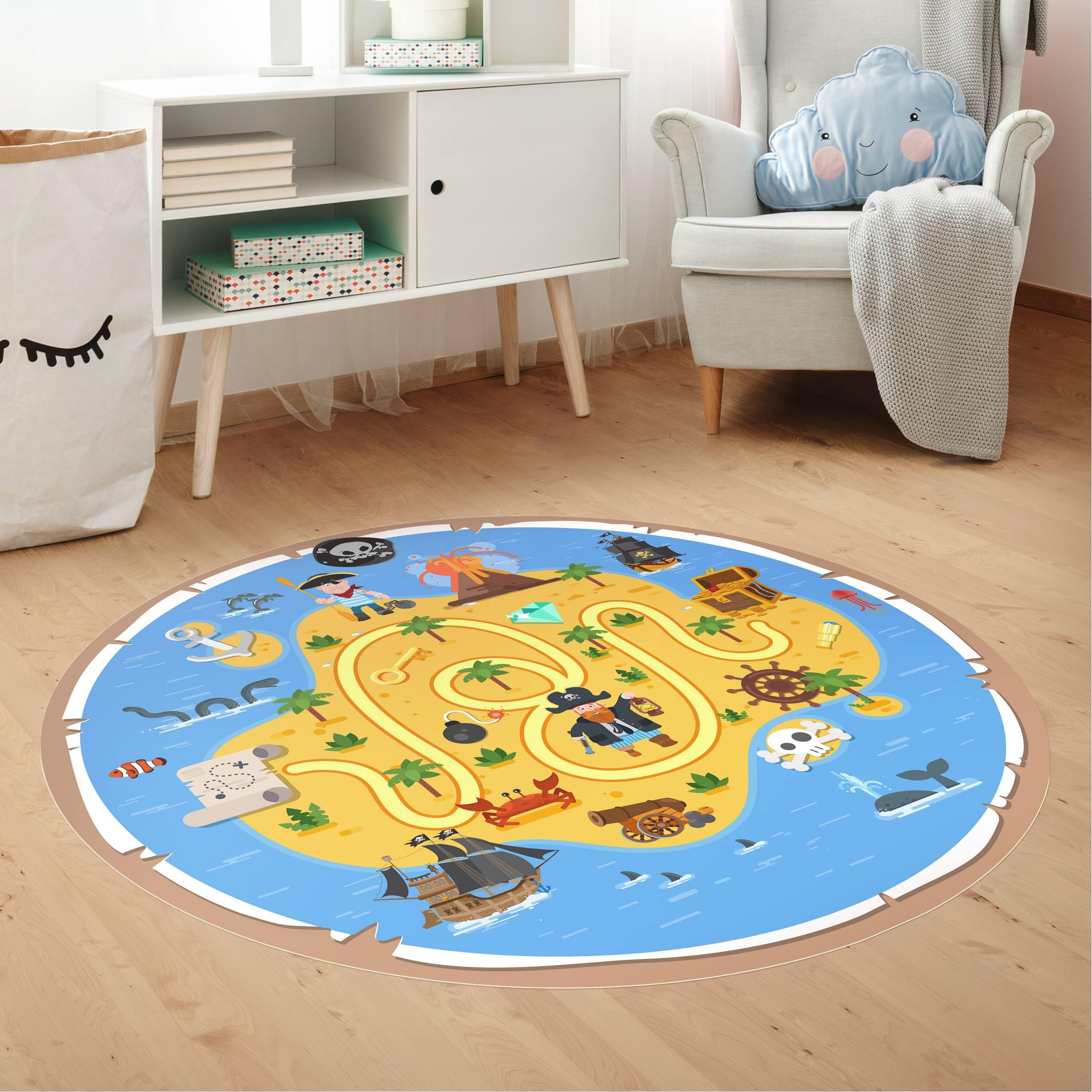 Runder Vinyl-Teppich Piraten - Auf der Suche nach dem Schatz