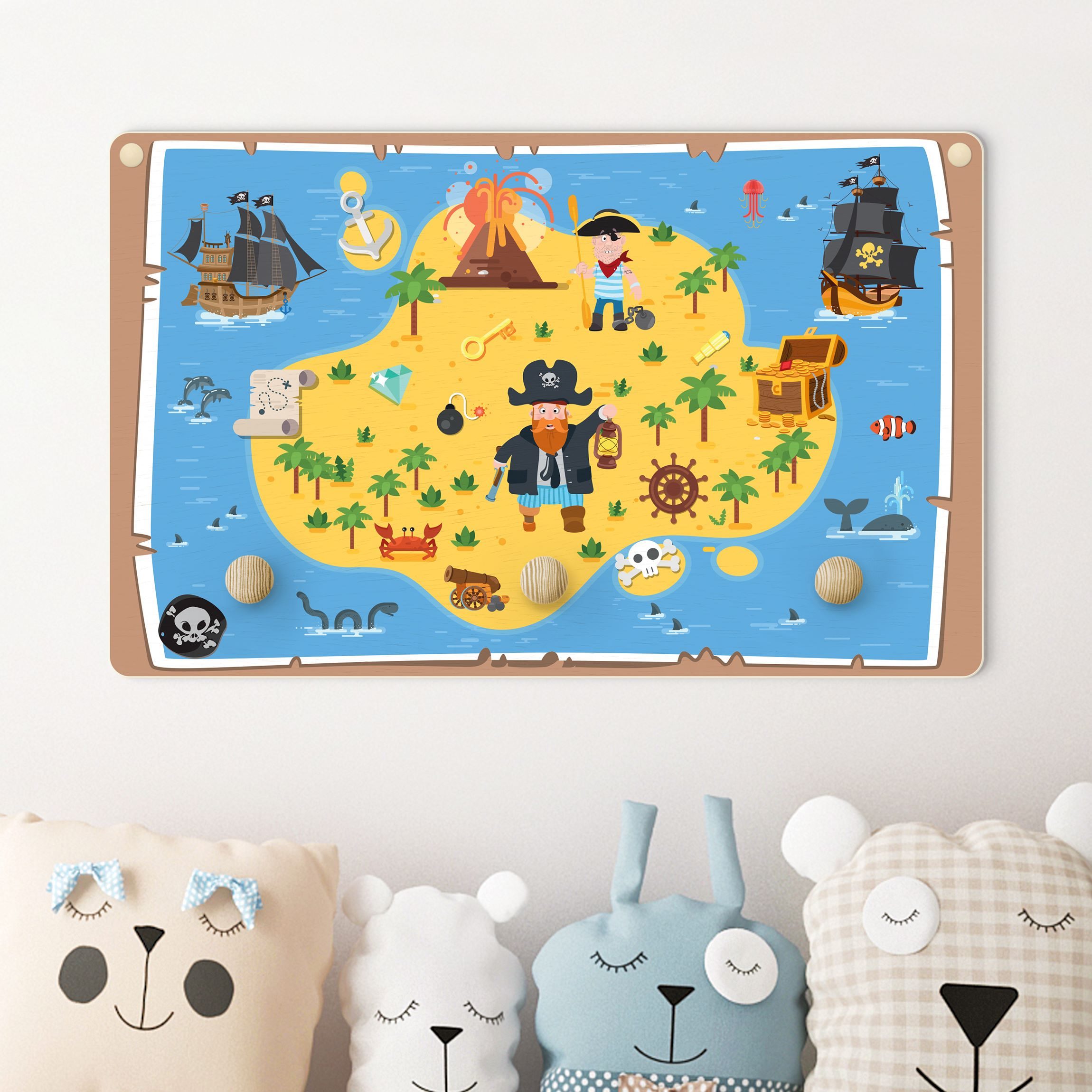 Kindergarderobe Holz Piraten - Auf der Suche nach dem Schatz