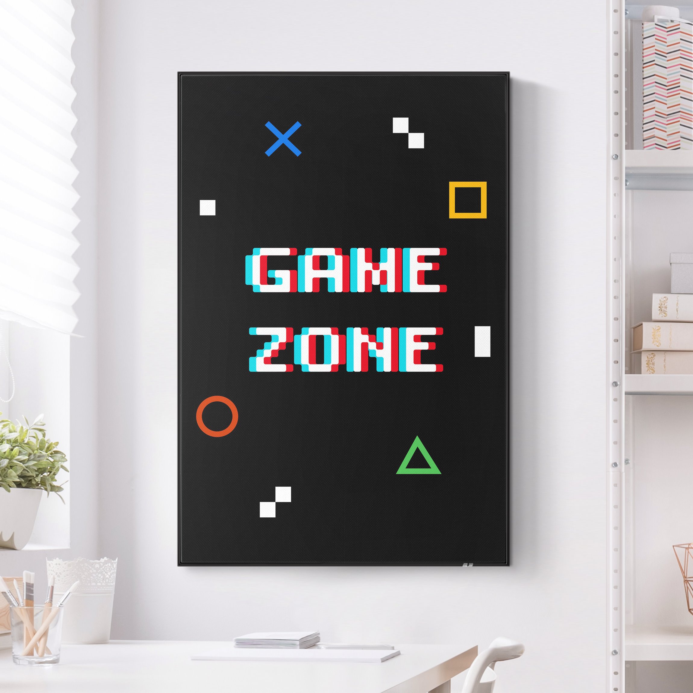 Akustik-Wechselbild Pixel Spruch Game Zone