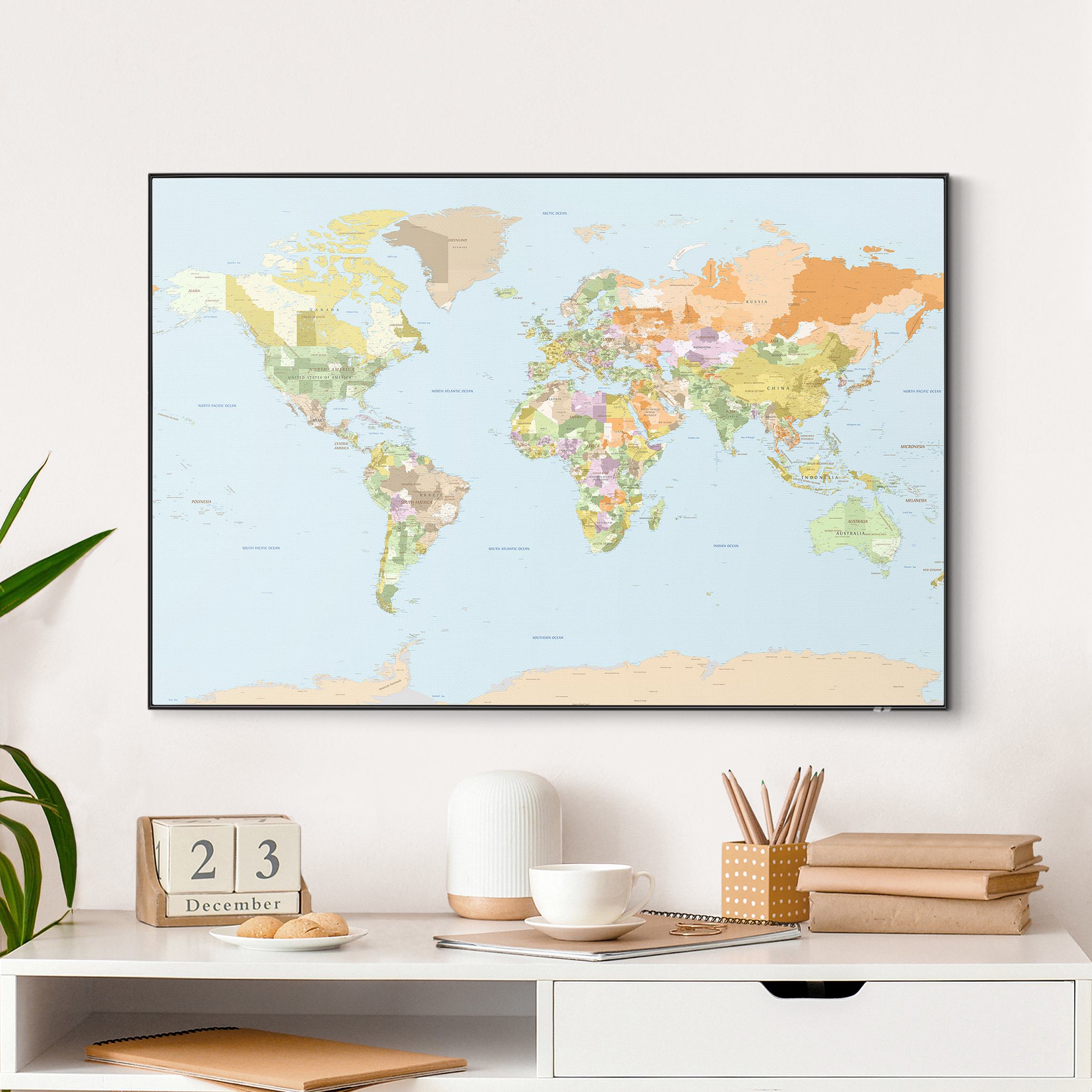 Wechselbild Politische Weltkarte