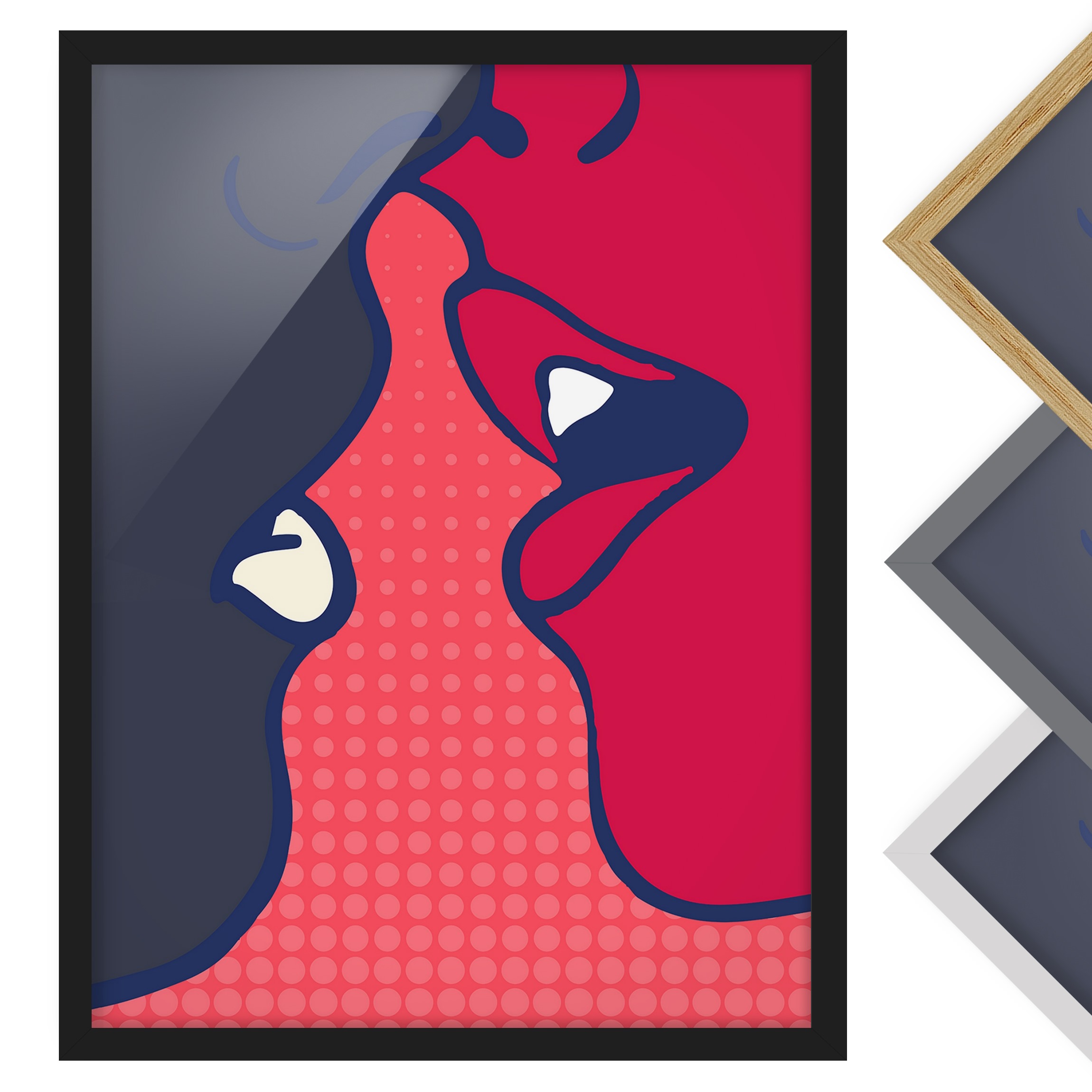 Bild mit Rahmen Pop Art Kiss