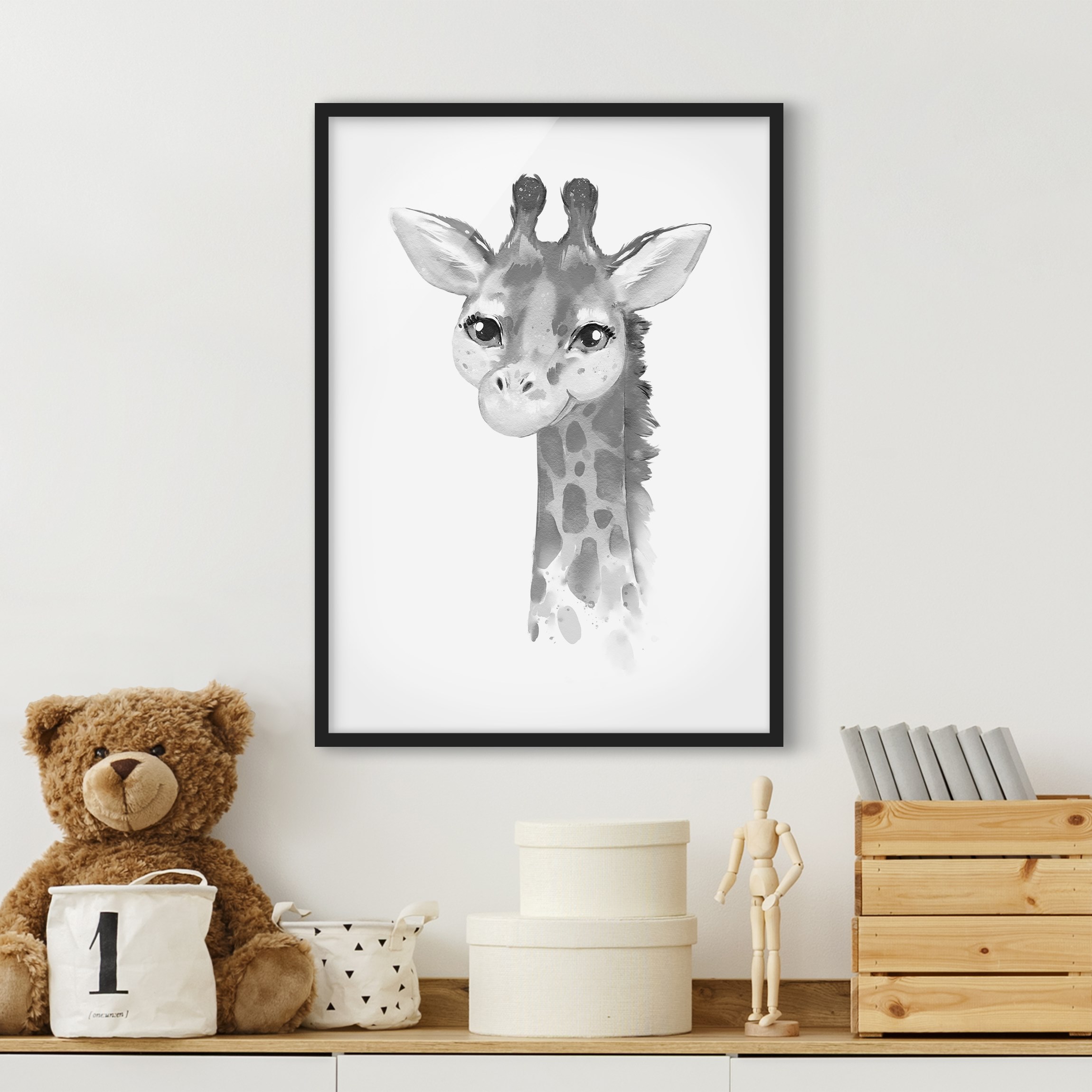 Bild mit Rahmen Portrait Baby Giraffe
