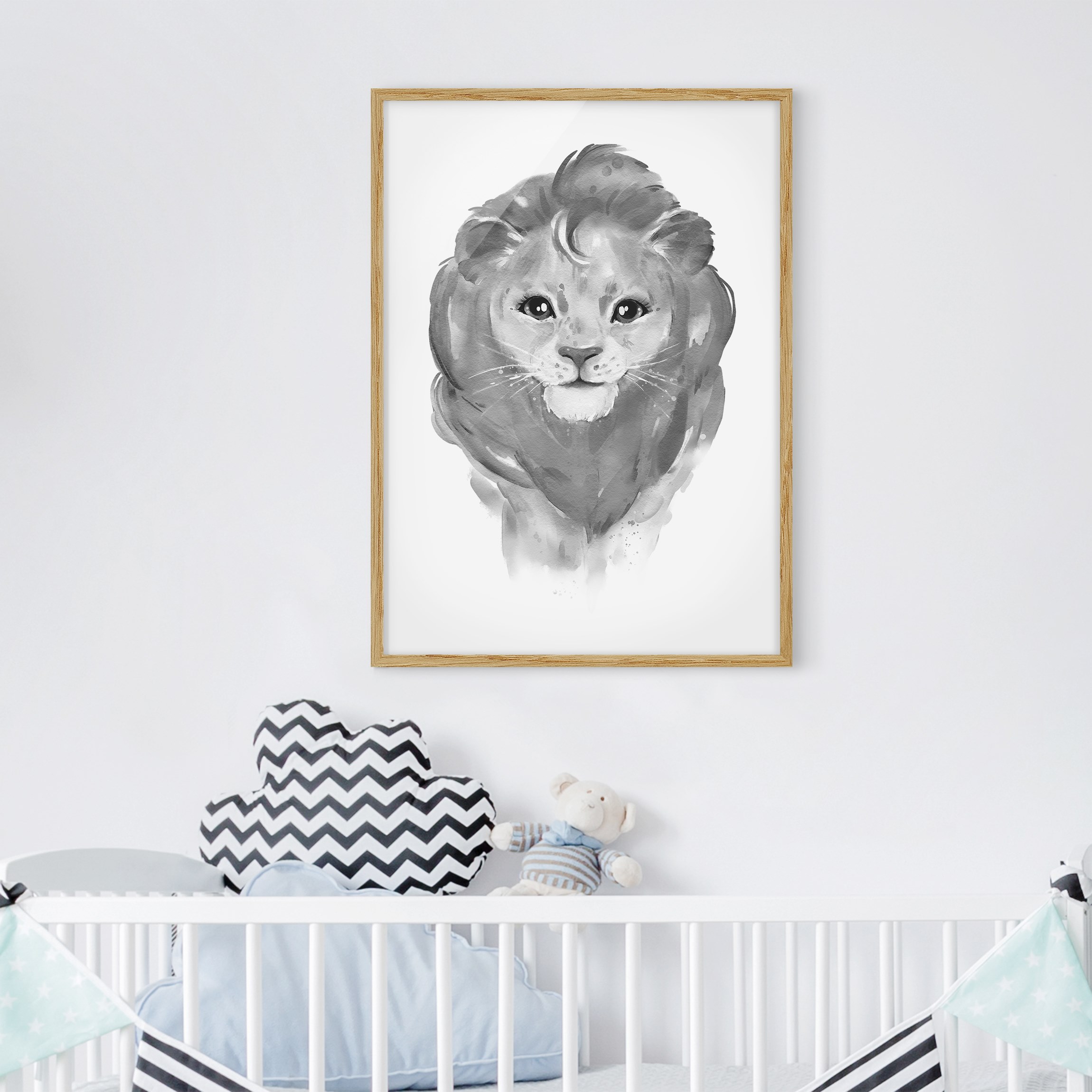 Bild mit Rahmen Portrait Baby Löwe