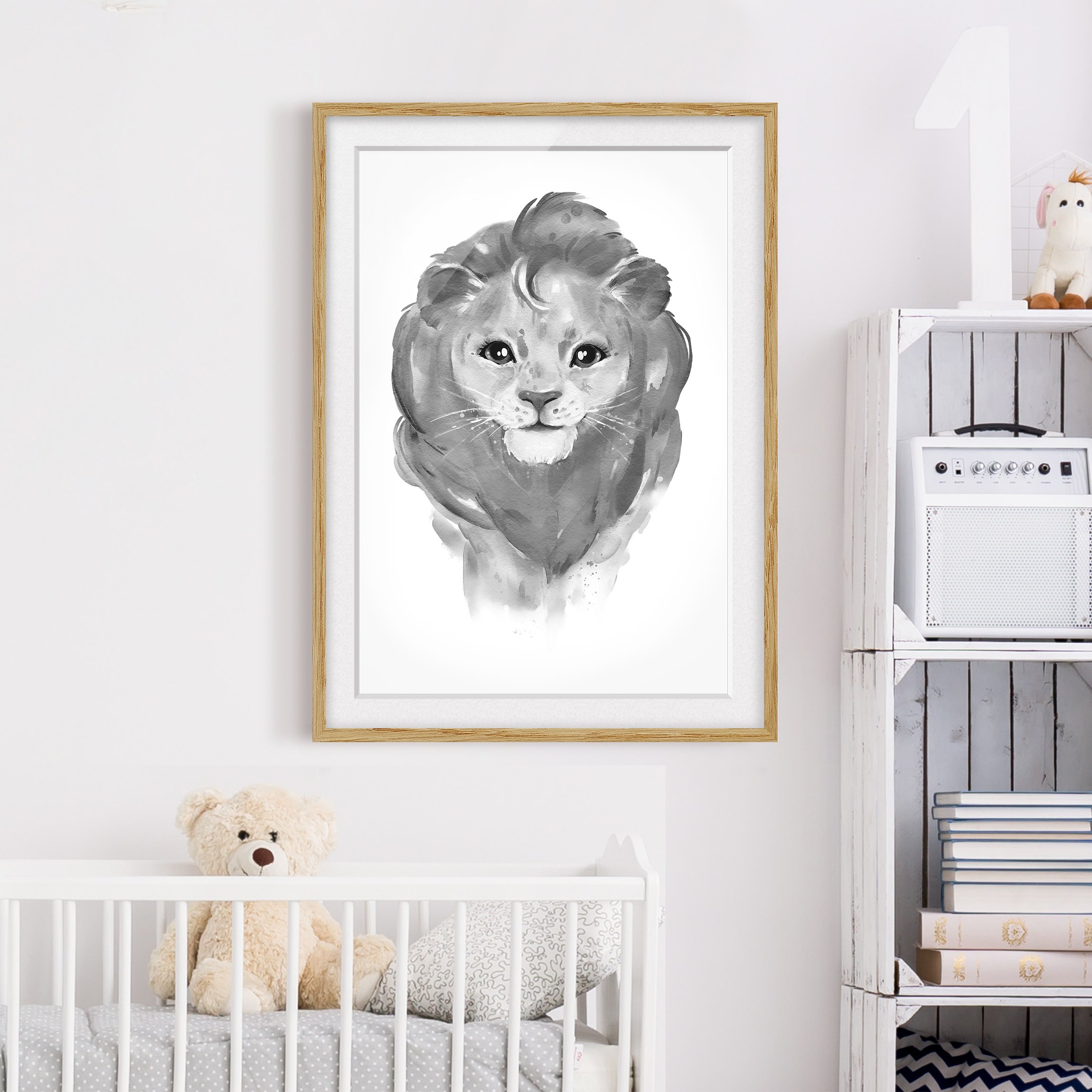 Bild mit Rahmen Portrait Baby Löwe