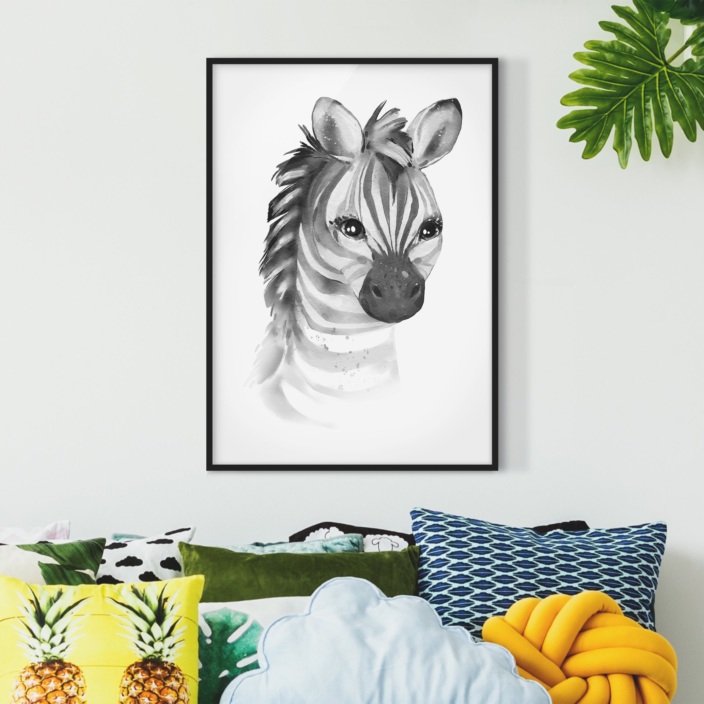 Bild mit Rahmen Portrait Baby Zebra