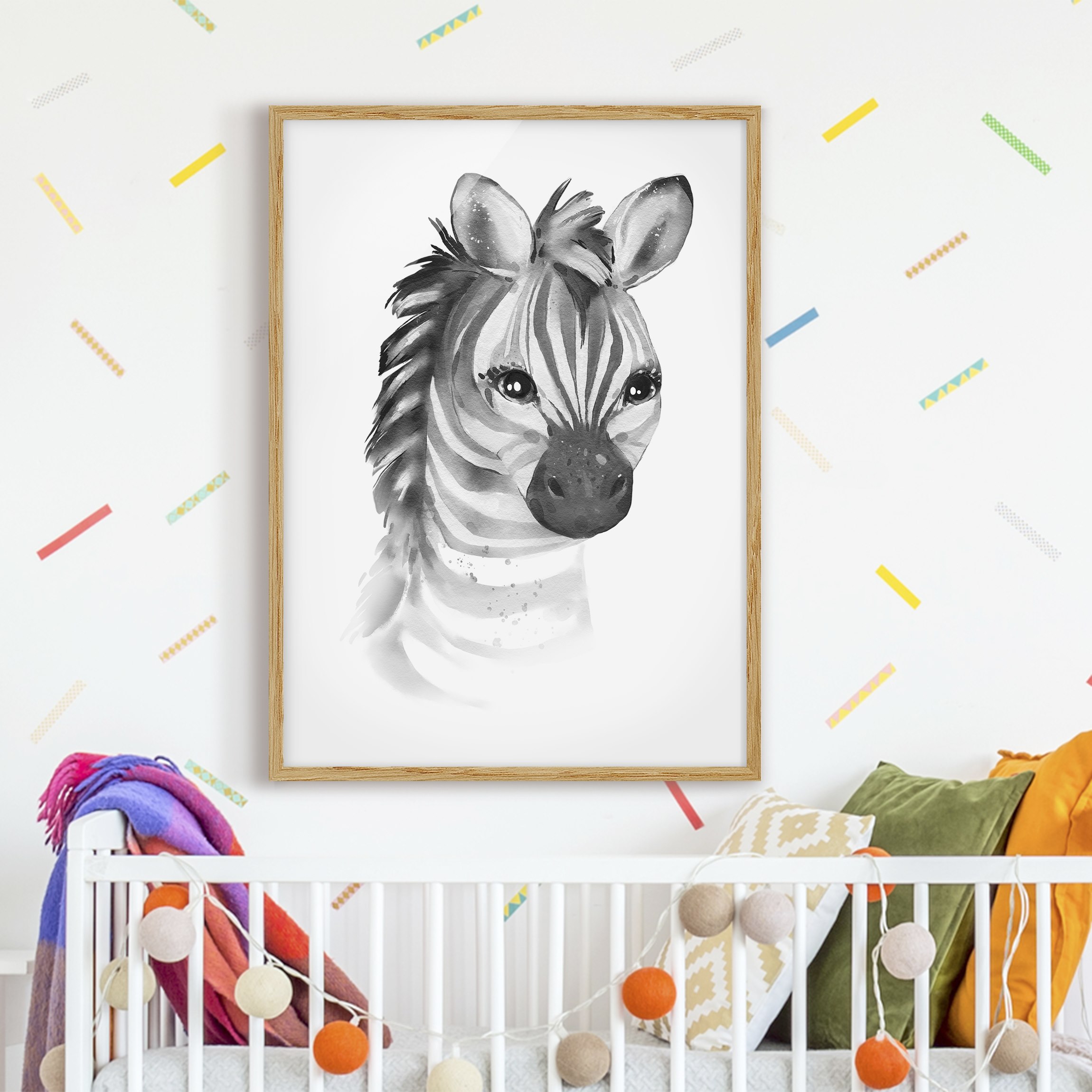 Bild mit Rahmen Portrait Baby Zebra