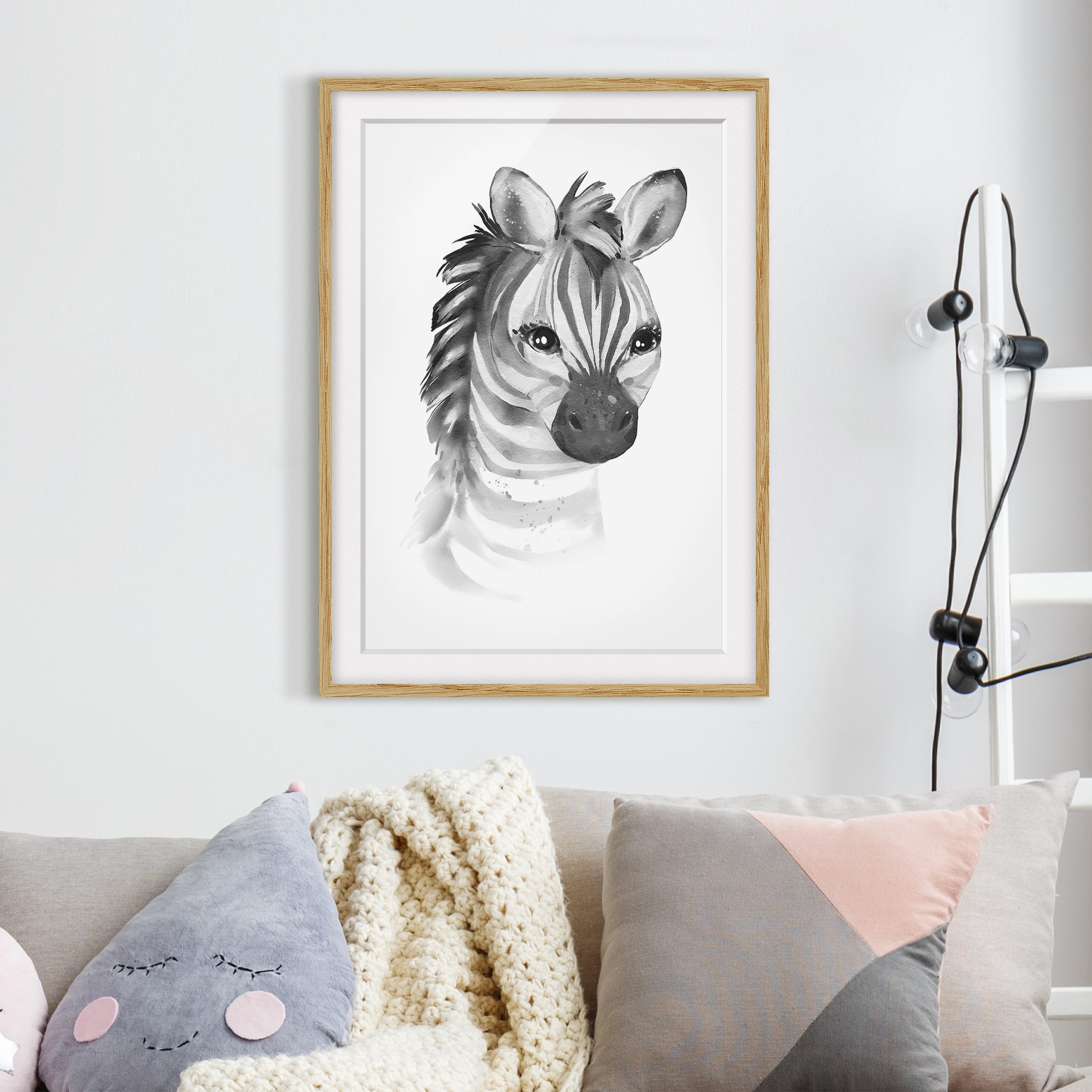 Bild mit Rahmen Portrait Baby Zebra