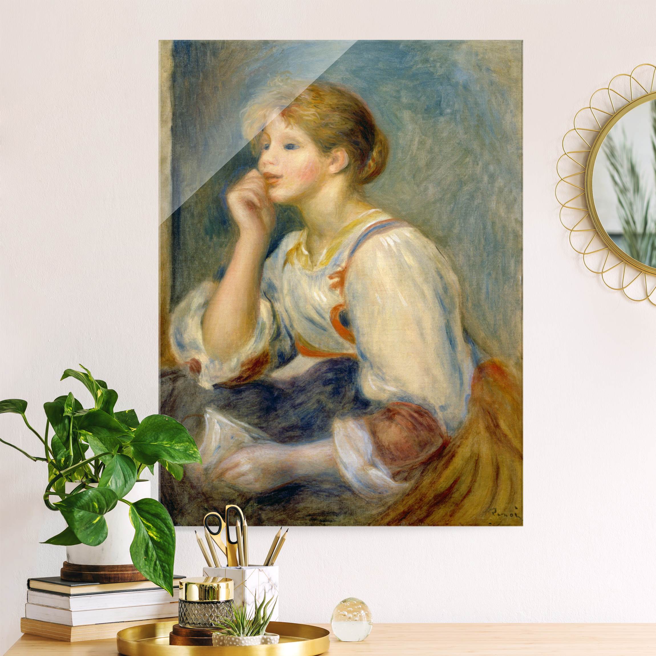 Glasbild - Hochformat Auguste Renoir - Junges Mädchen mit Brief