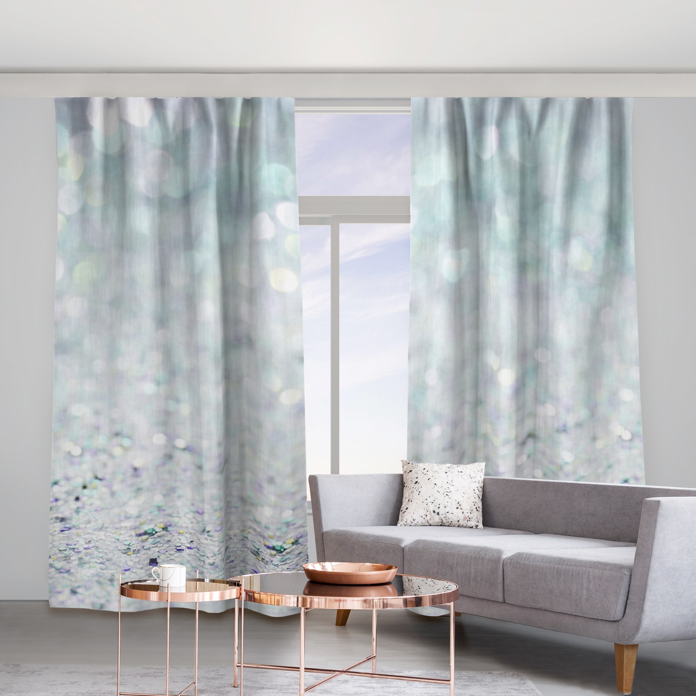 Vorhang Prinzessinnen Glitzerlandschaft in Mint