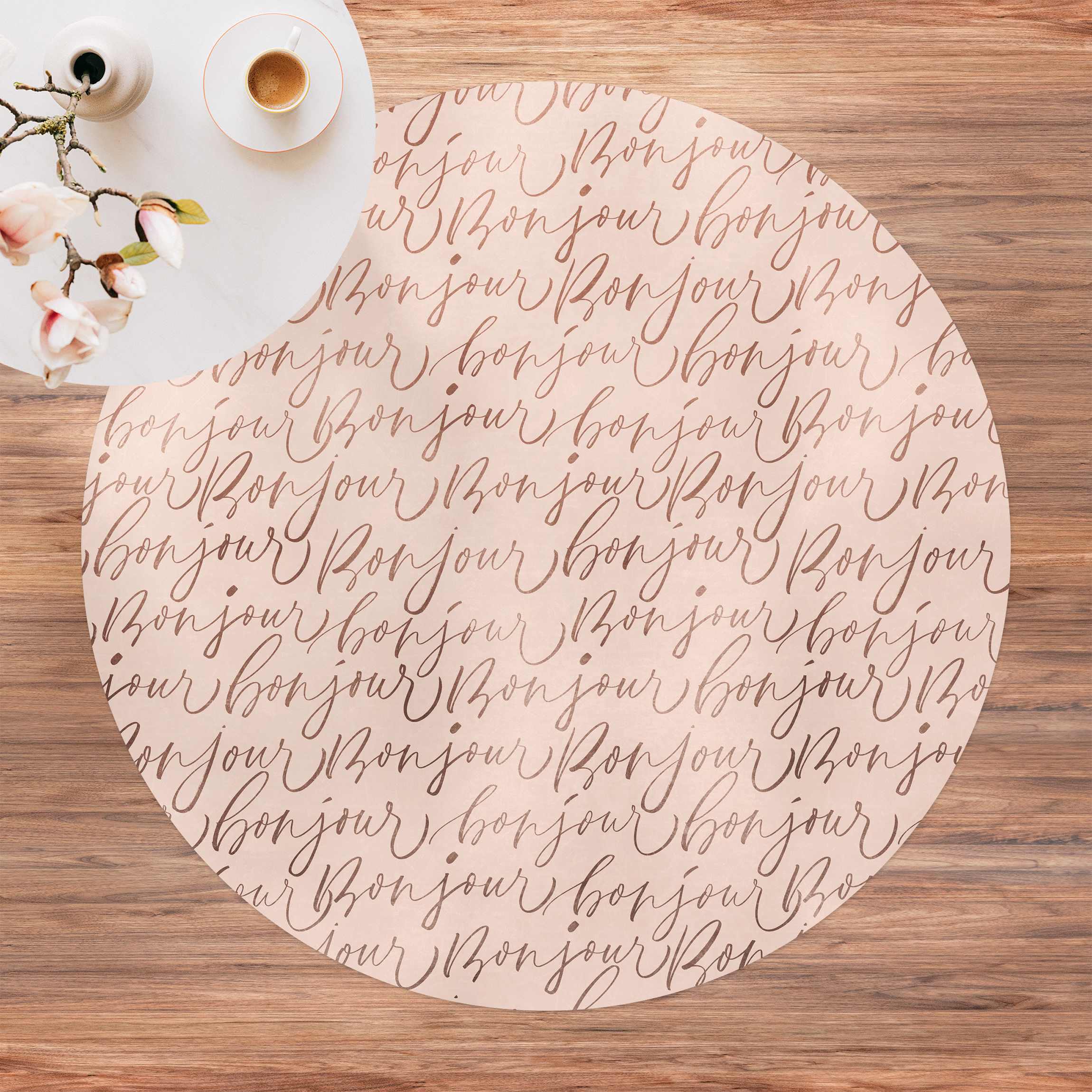 Runder Vinyl-Teppich Puderrosa Bonjour