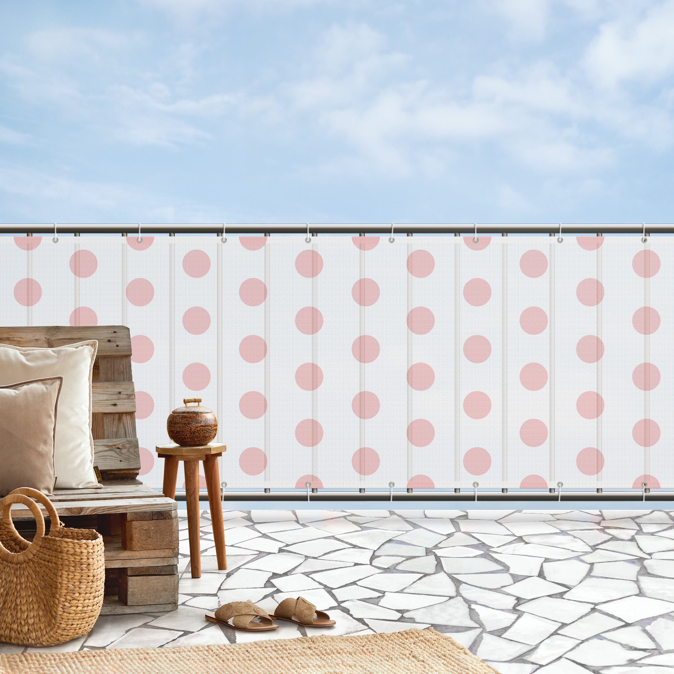 Balkon Sichtschutz Punkte in Blass Pink