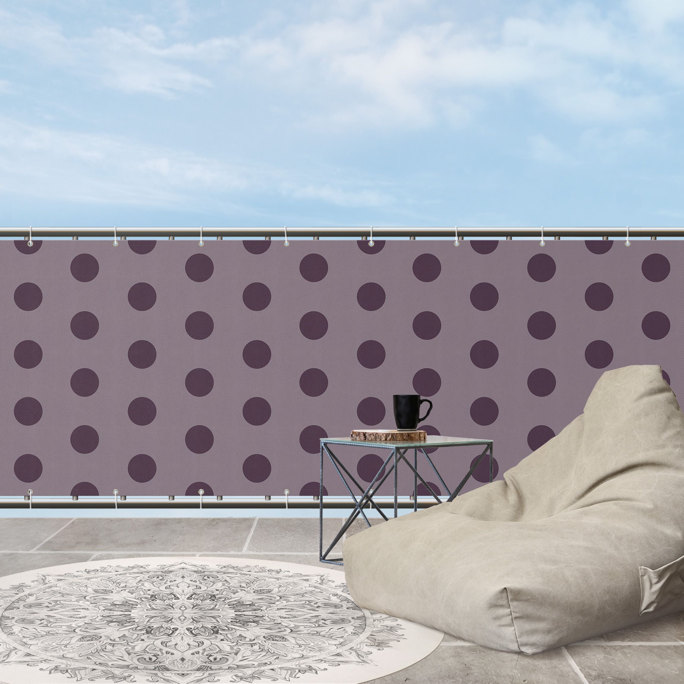 Balkon Sichtschutz Punkte in Dunkel Violett