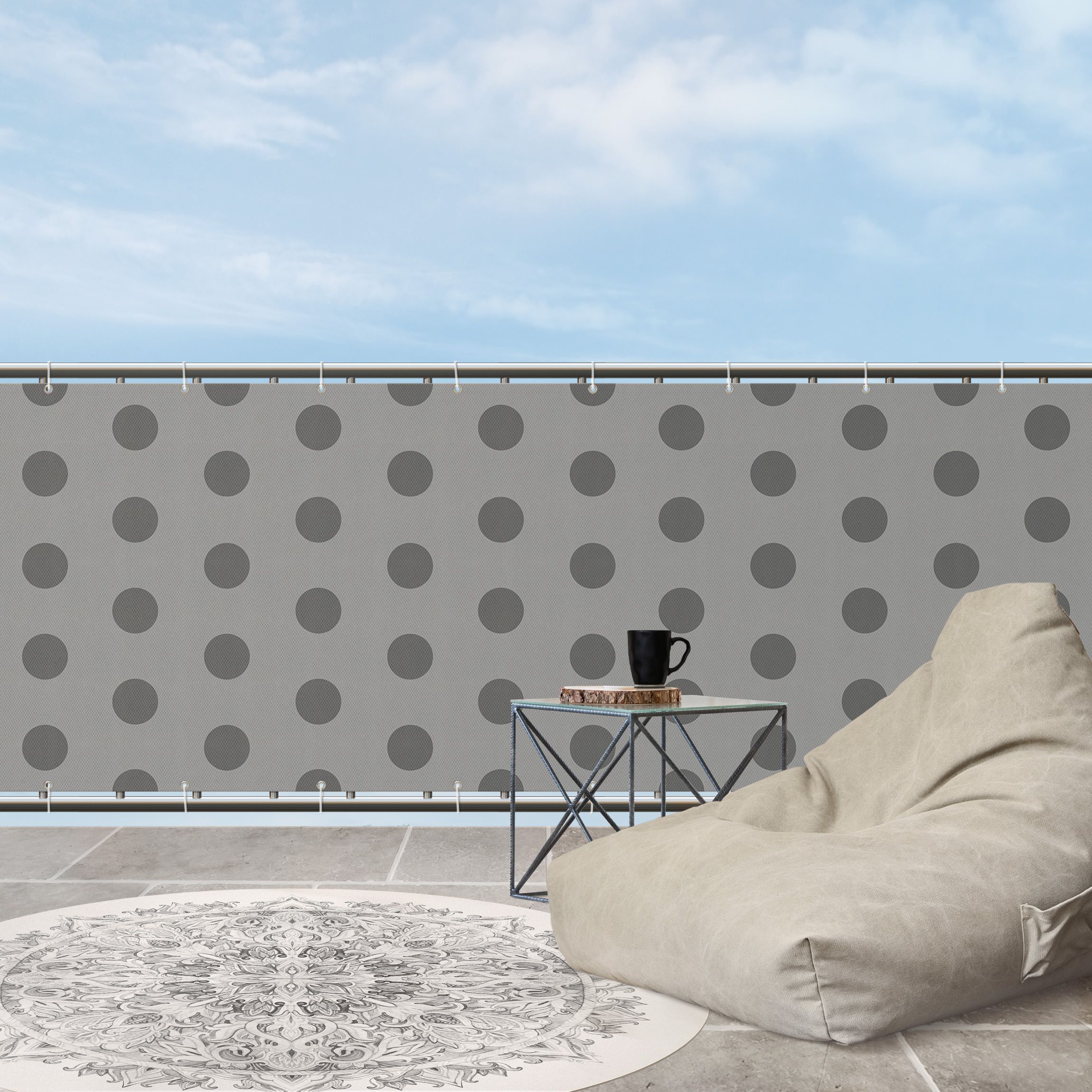 Balkon Sichtschutz Punkte in Dunkelgrau