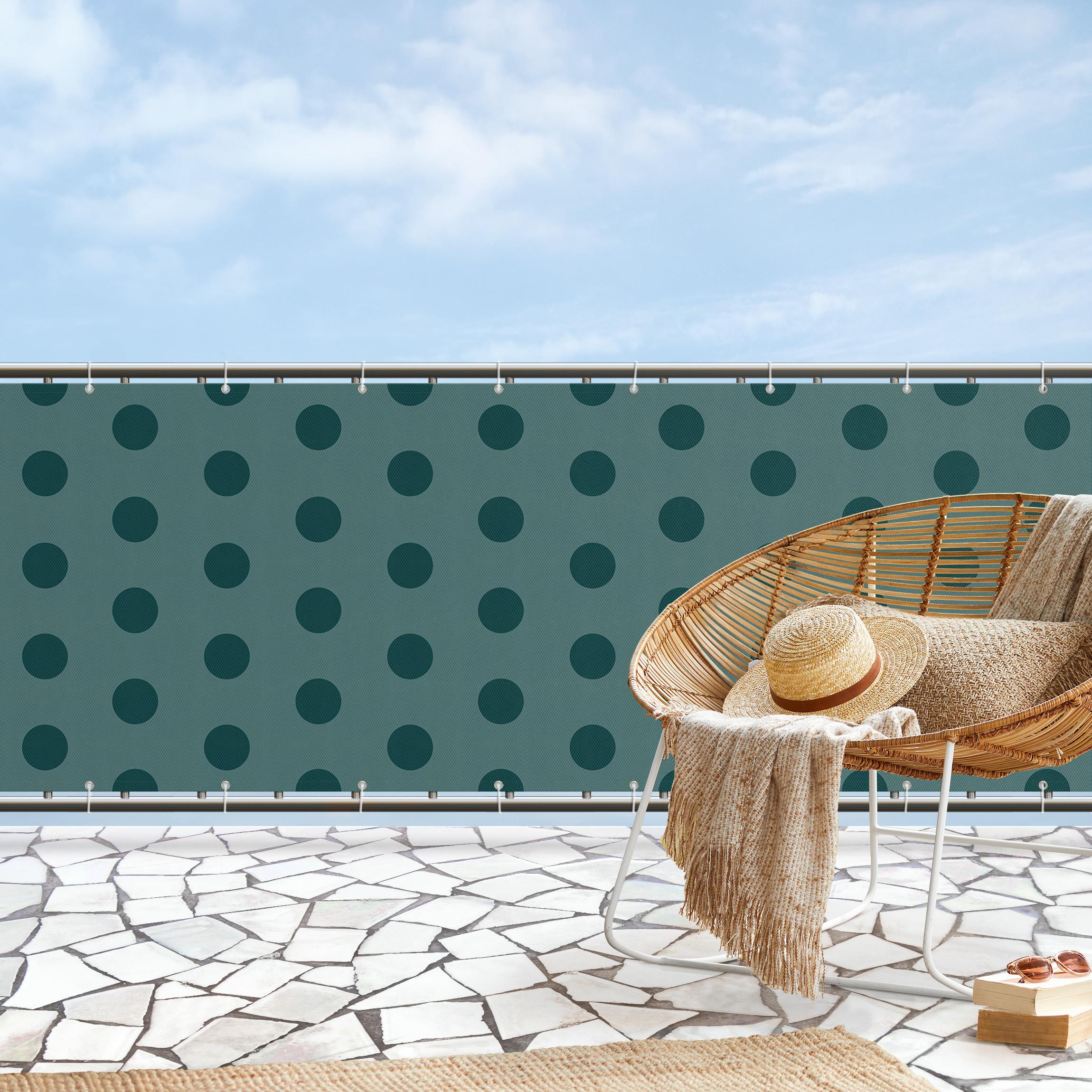 Balkon Sichtschutz Punkte in Dunkler Jade