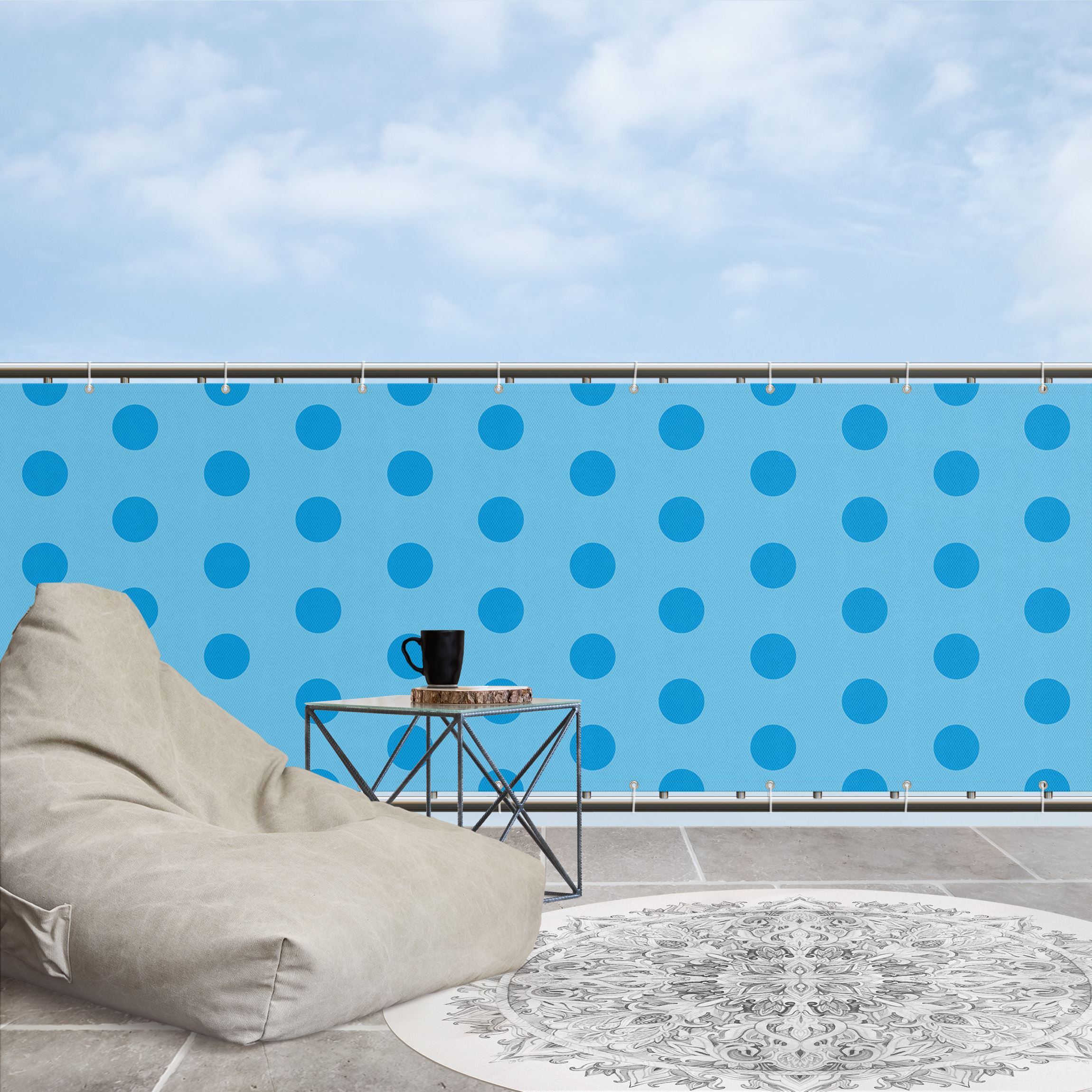 Balkon Sichtschutz Punkte in Enzian