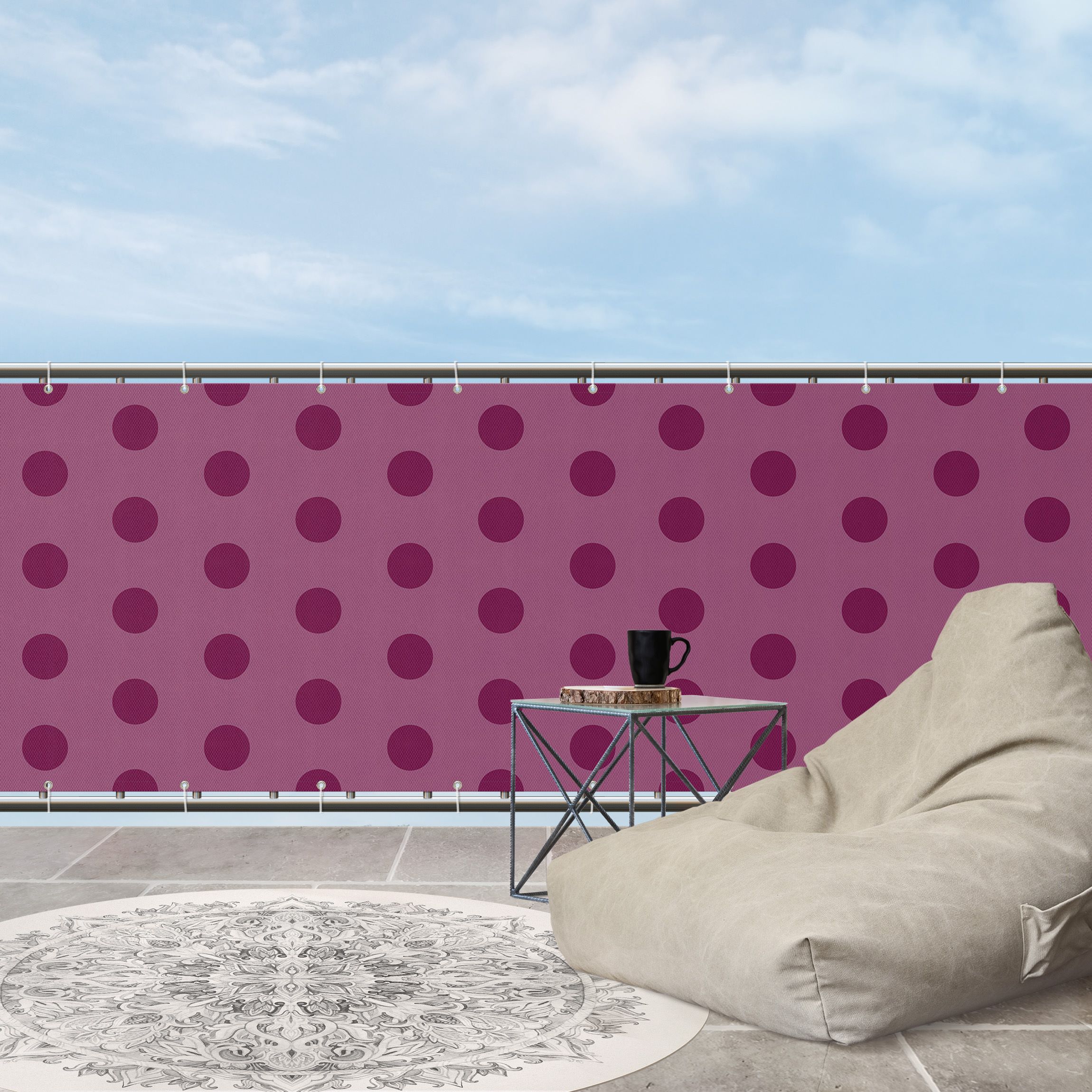 Balkon Sichtschutz Punkte in Fuchsia