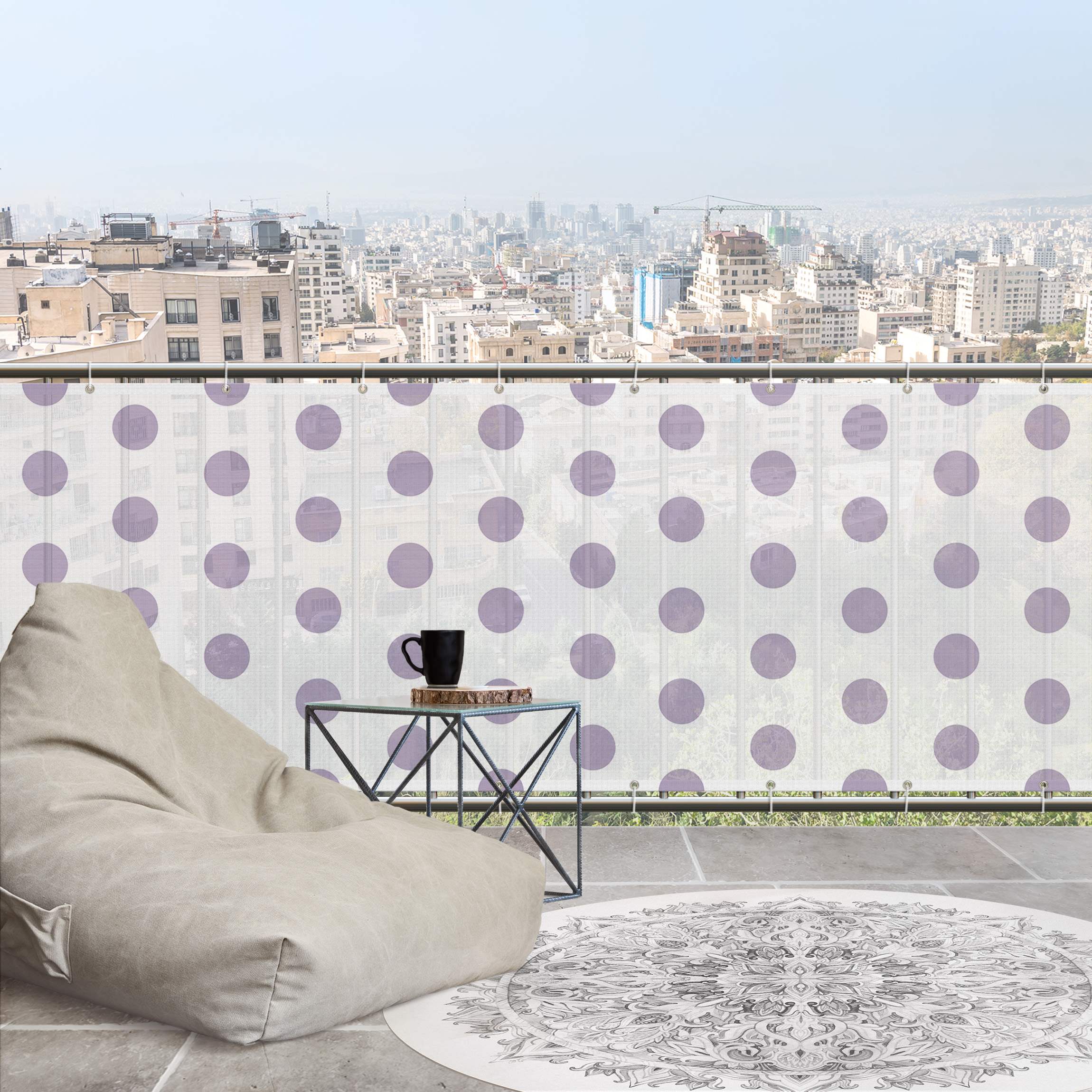 Balkon Sichtschutz Punkte in Lavendel