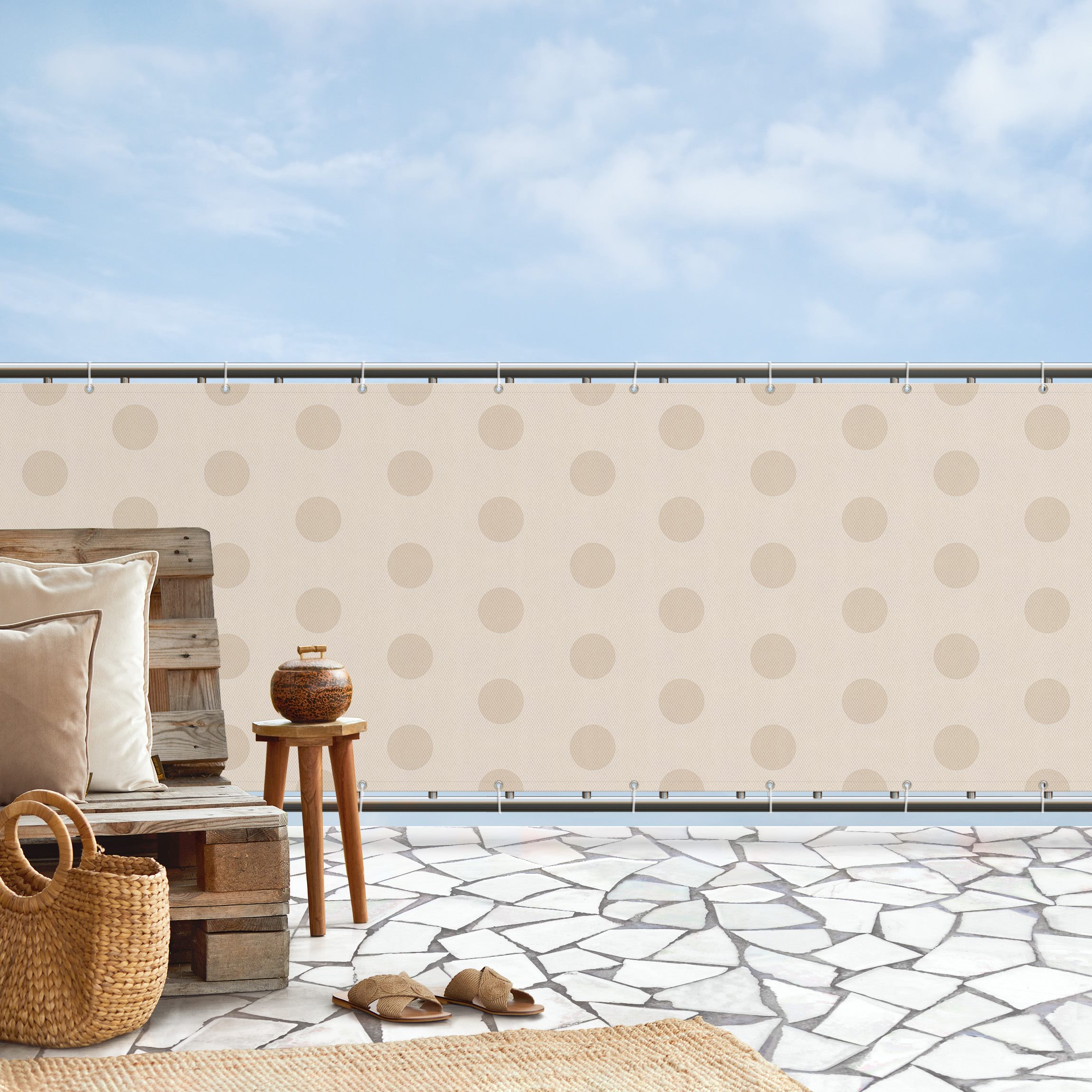 Balkon Sichtschutz Punkte in Macchiato