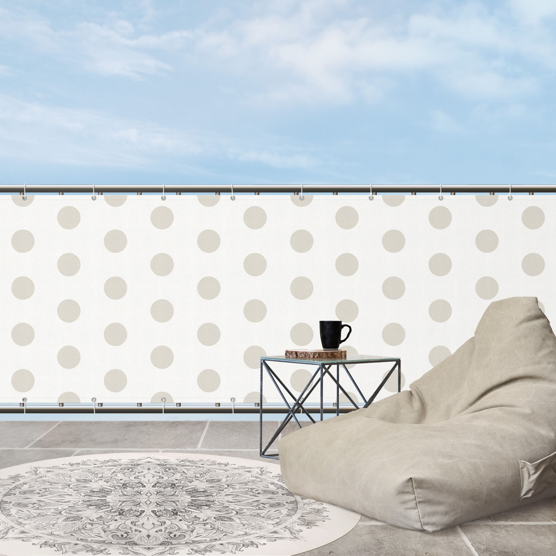 Balkon Sichtschutz Punkte in Meersand