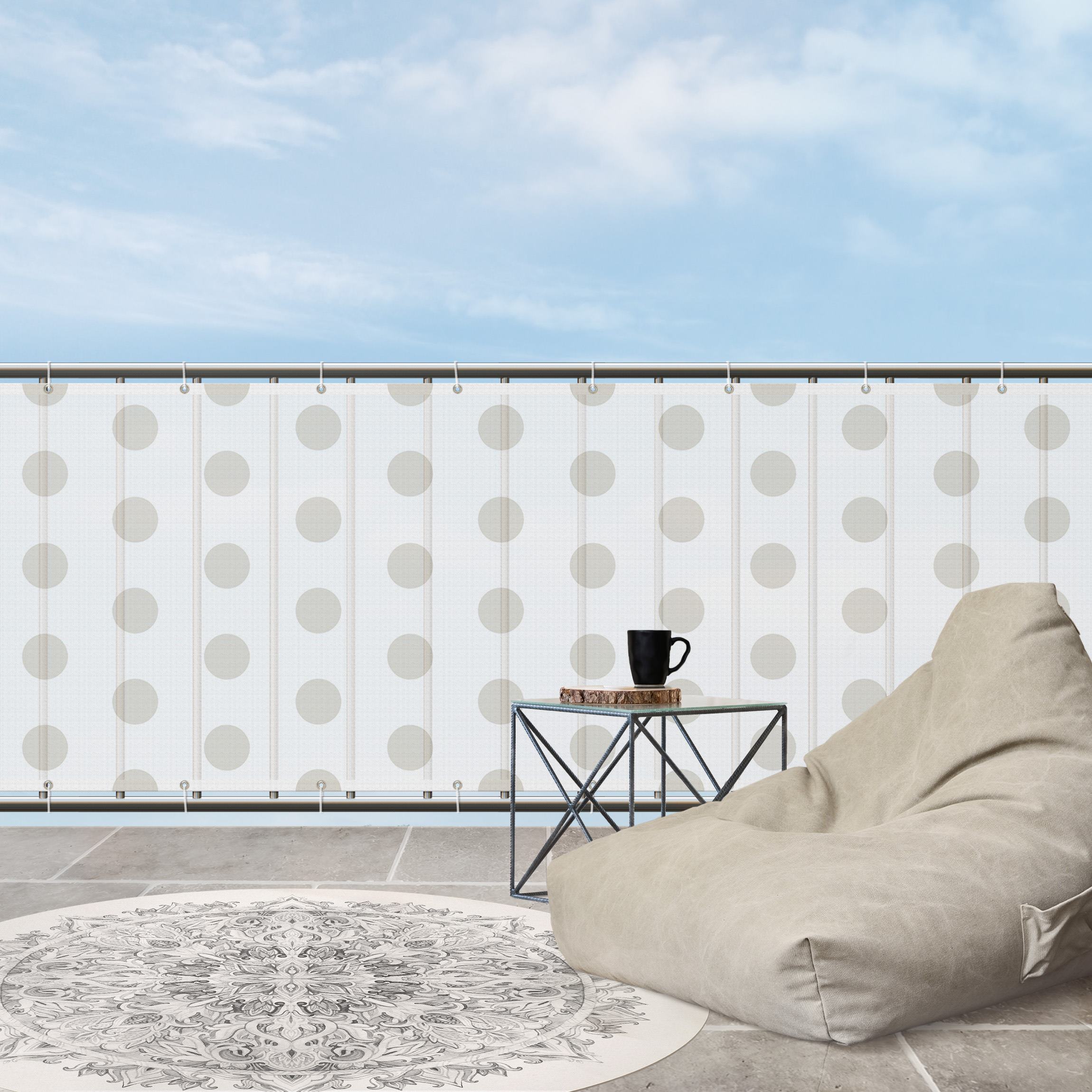 Balkon Sichtschutz Punkte in Meersand