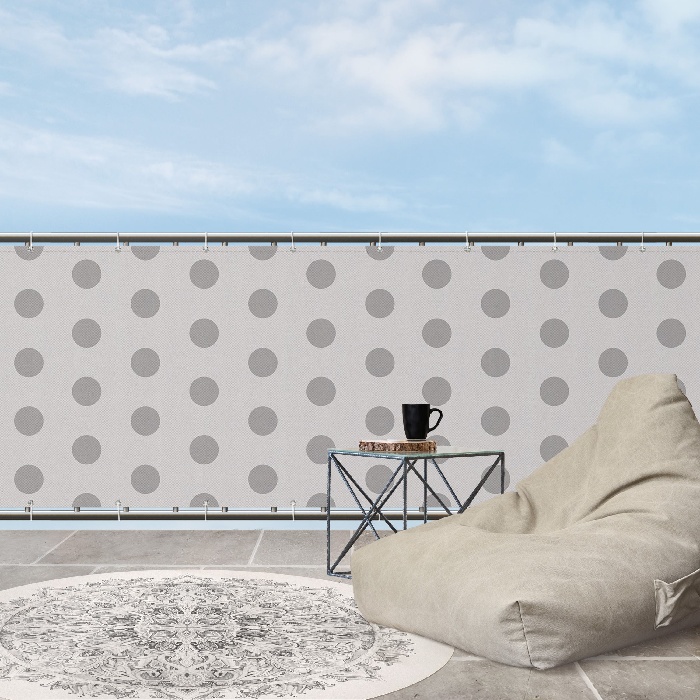 Balkon Sichtschutz Punkte in Mittelgrau