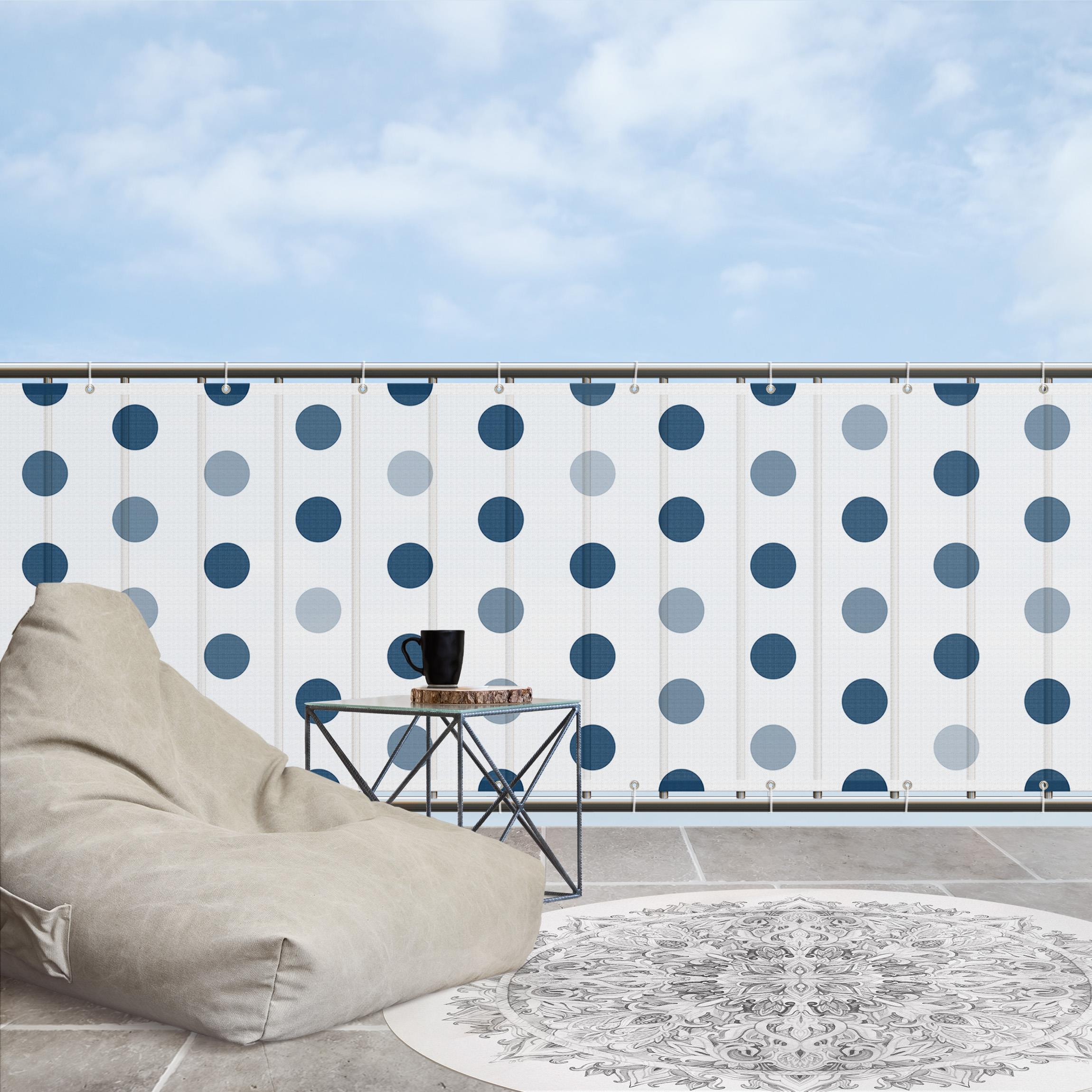 Balkon Sichtschutz Punkte in Ozeanblau