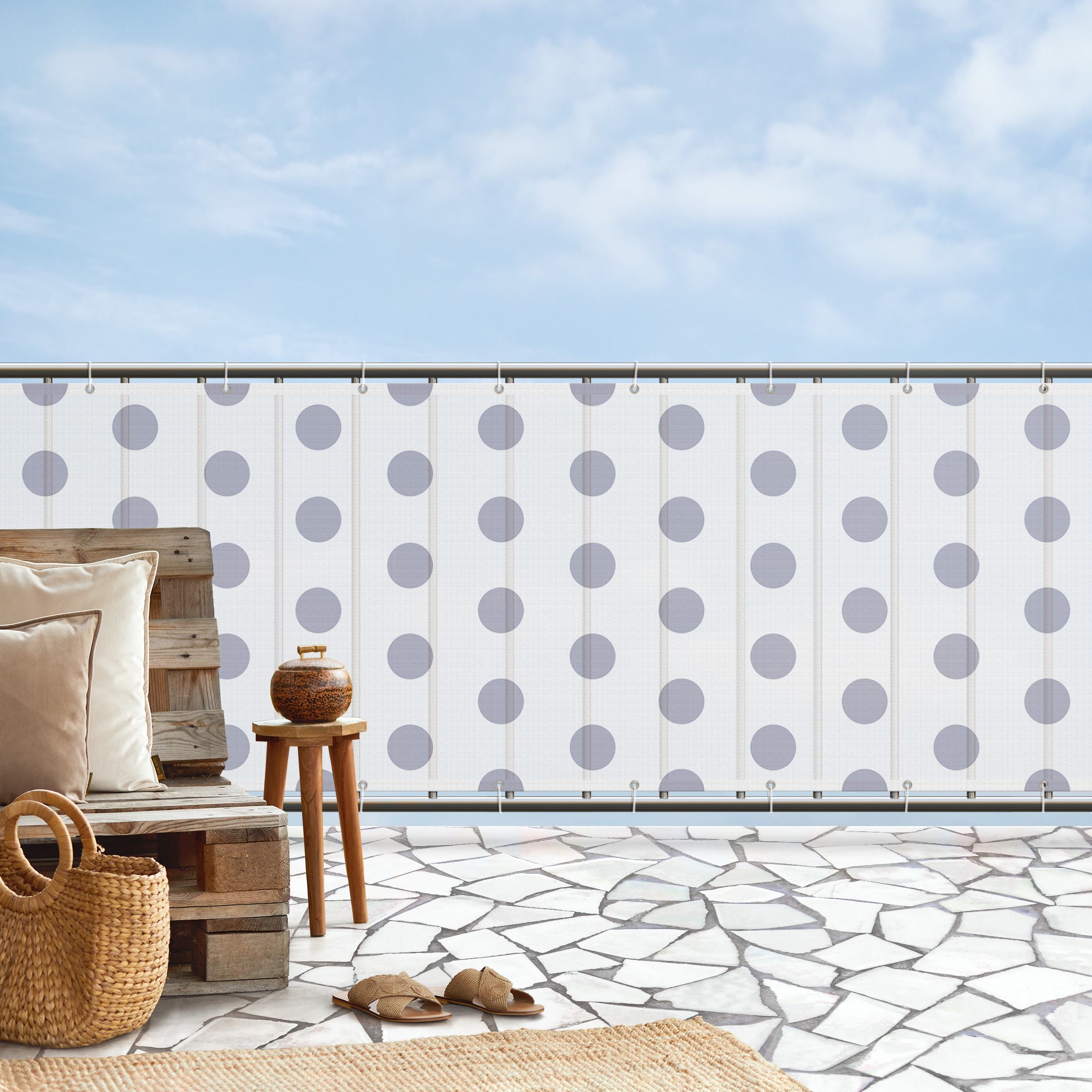 Balkon Sichtschutz Punkte in Pastell Grauviolett