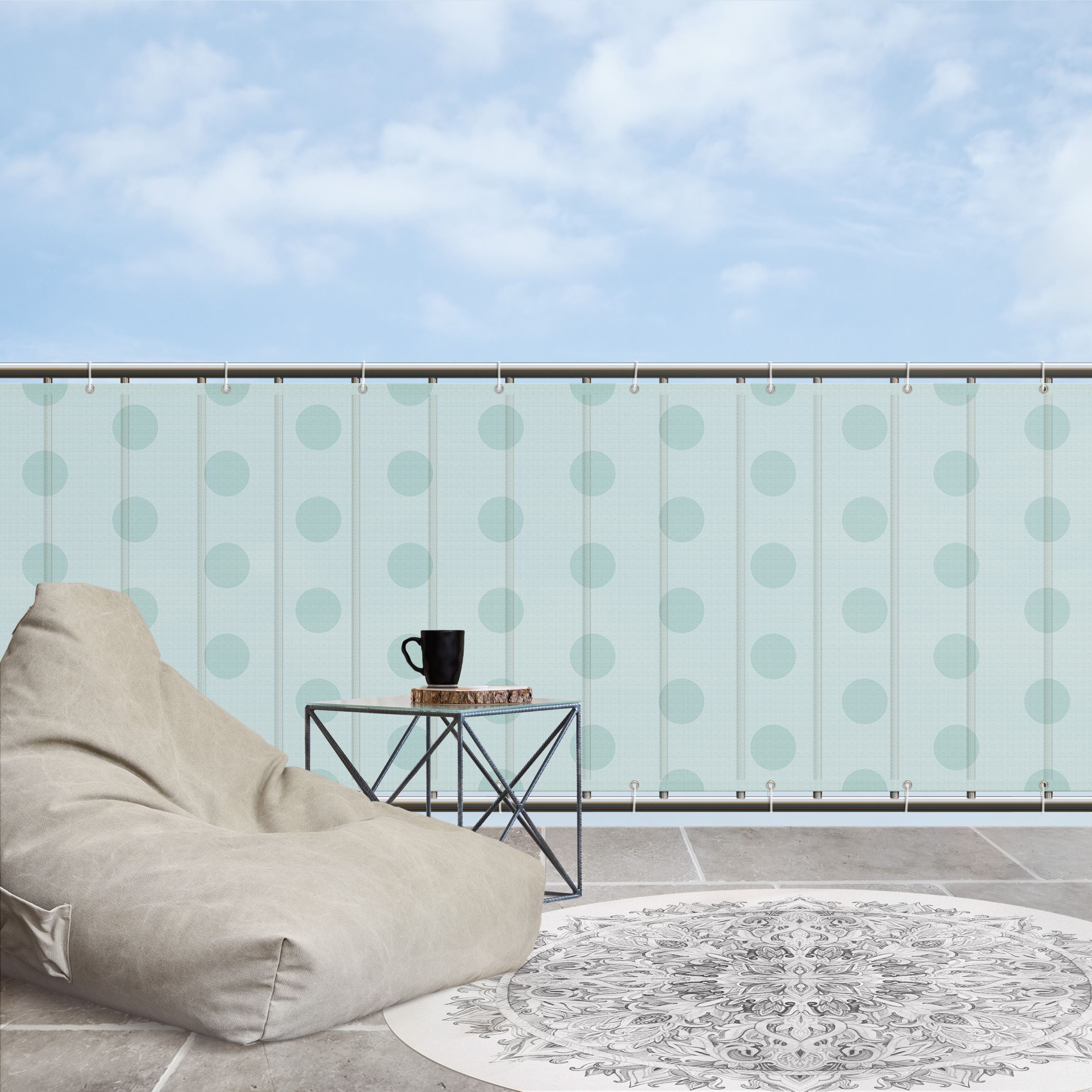 Balkon Sichtschutz Punkte in Pastell Mint
