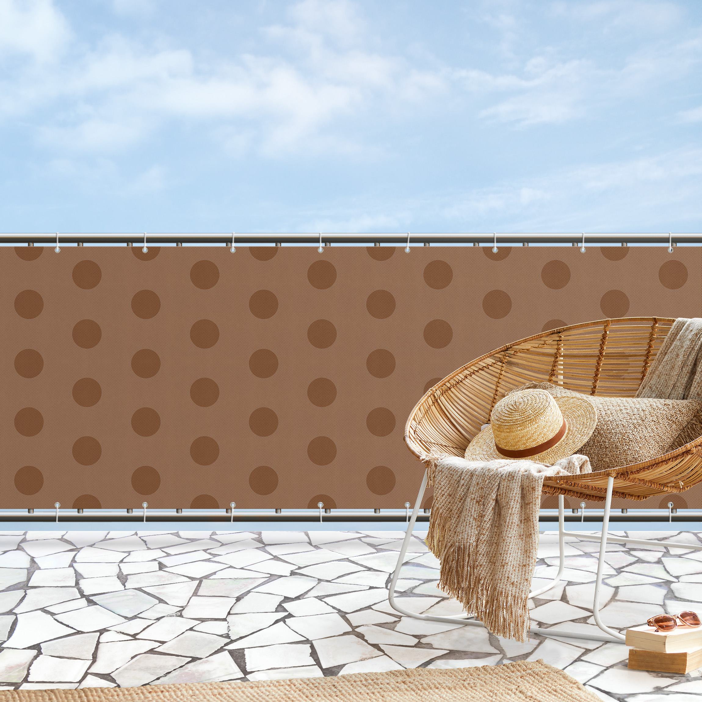 Balkon Sichtschutz Punkte in Rehbraun