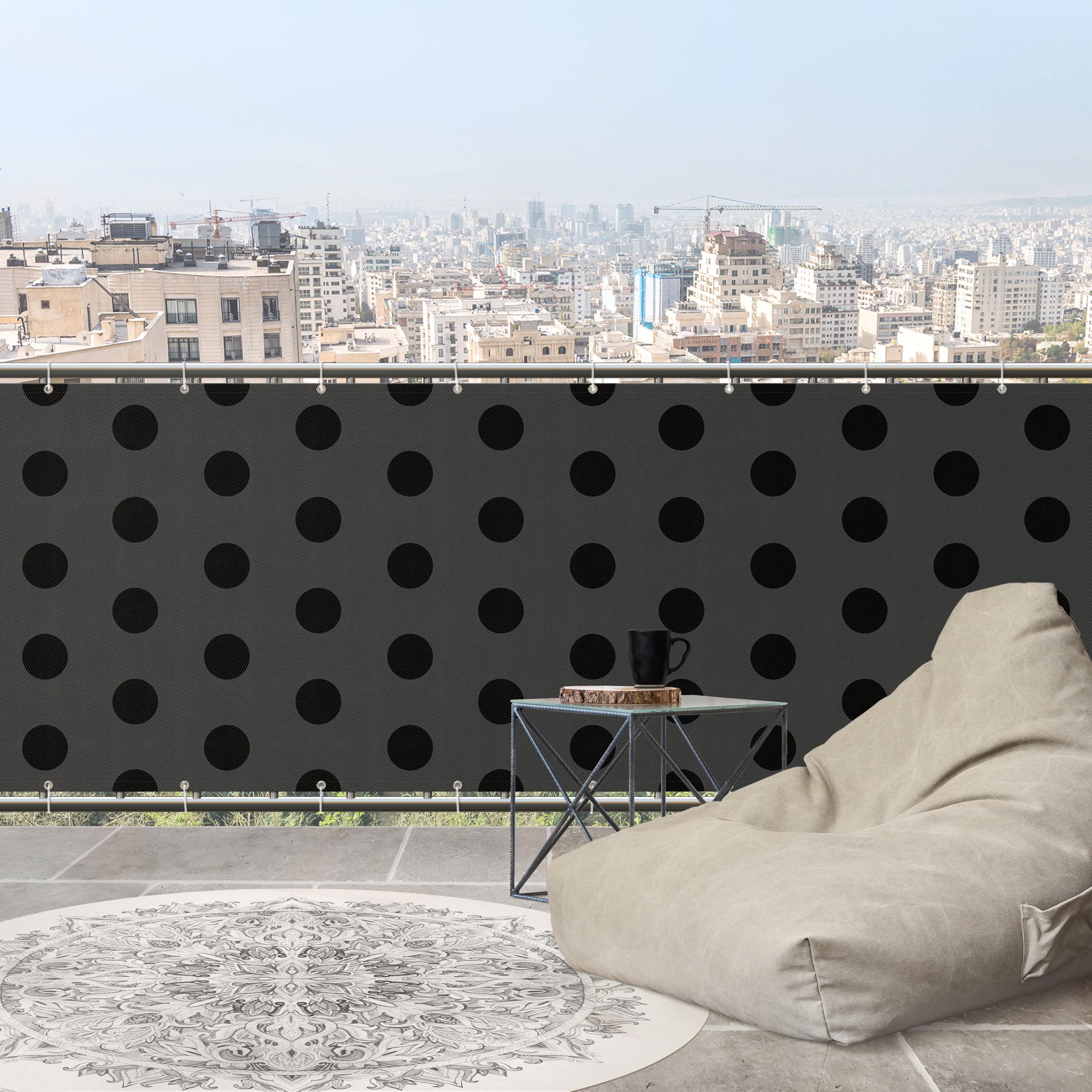 Balkon Sichtschutz Punkte in Tiefschwarz