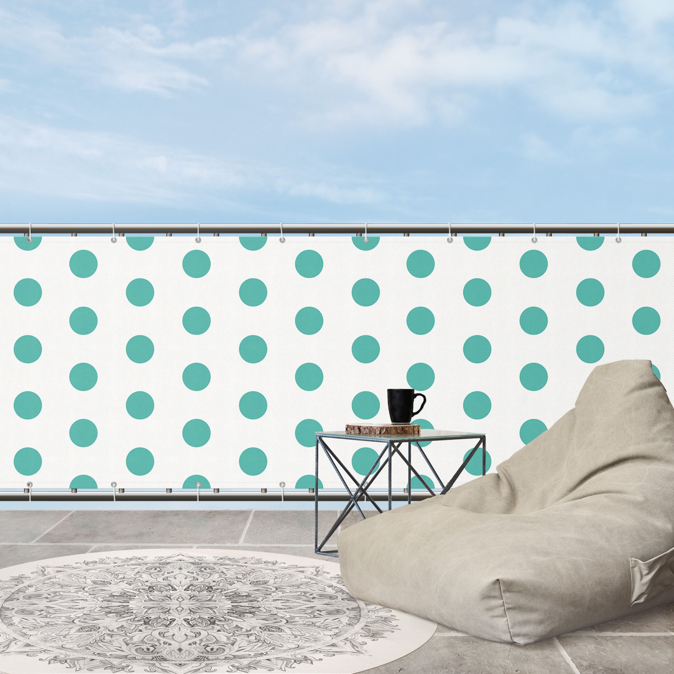 Balkon Sichtschutz Punkte in Türkis