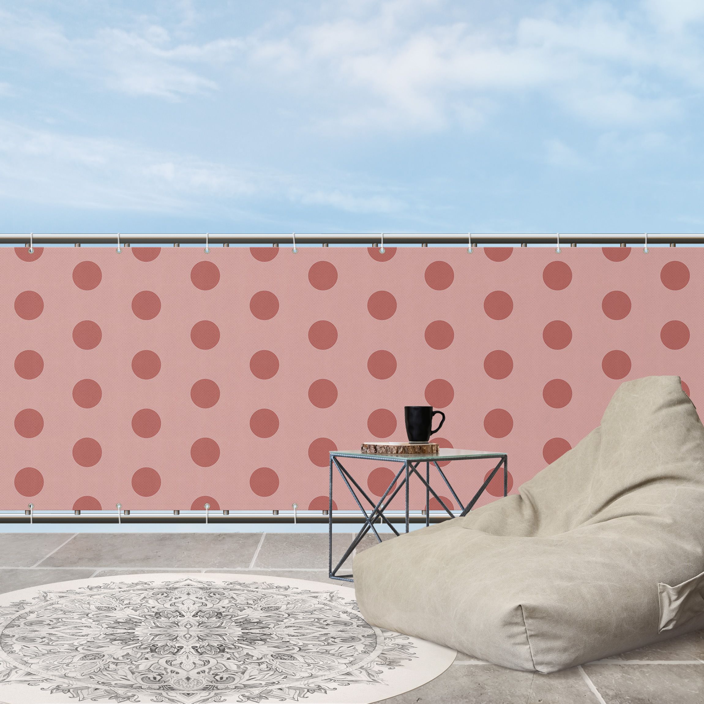 Balkon Sichtschutz Punkte in Vintage Rot