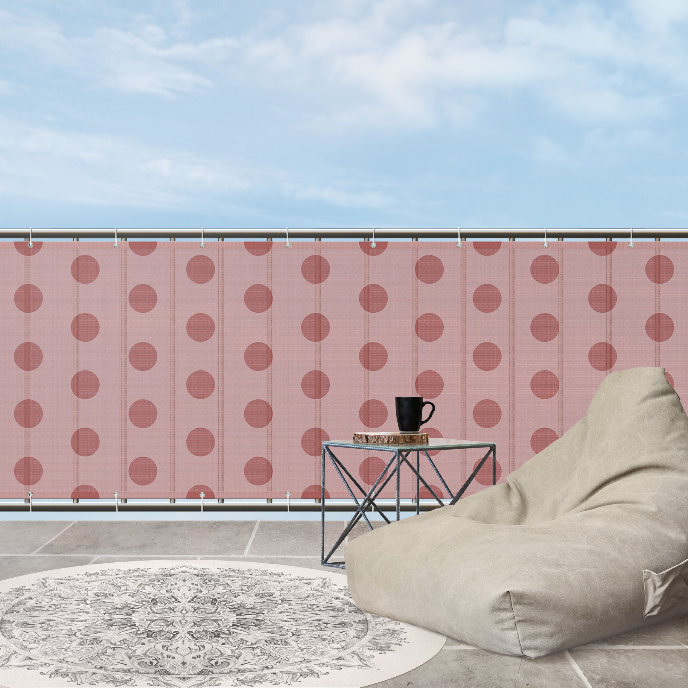 Balkon Sichtschutz Punkte in Vintage Rot